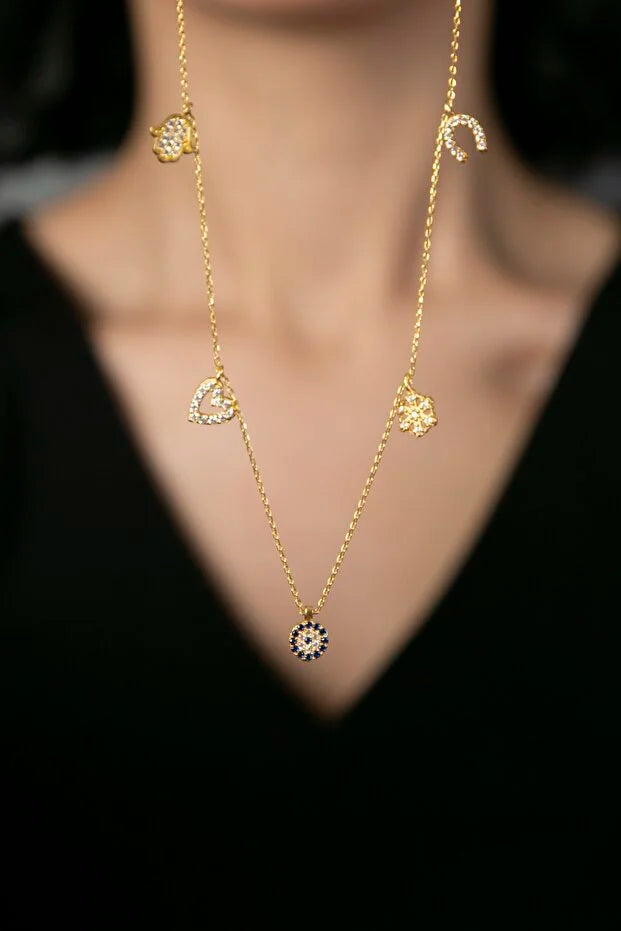 Sterlin Gümüş Nazar Boncuğu Kolye 