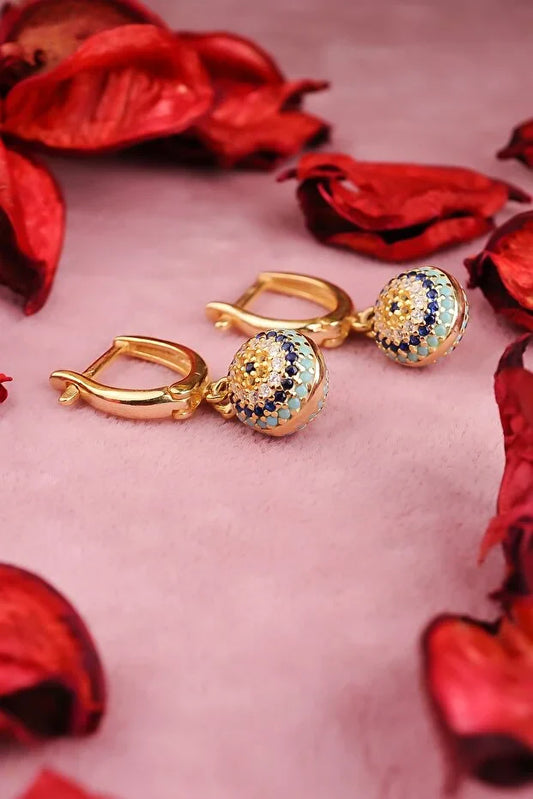 Evil Eye Hook Sterling Earrings