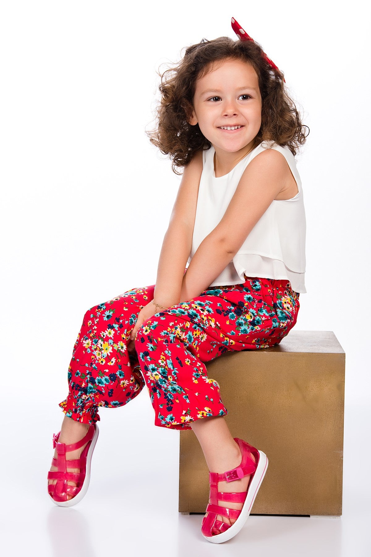 Amanda Girls' Floral Pants - Red Print - product image 2
