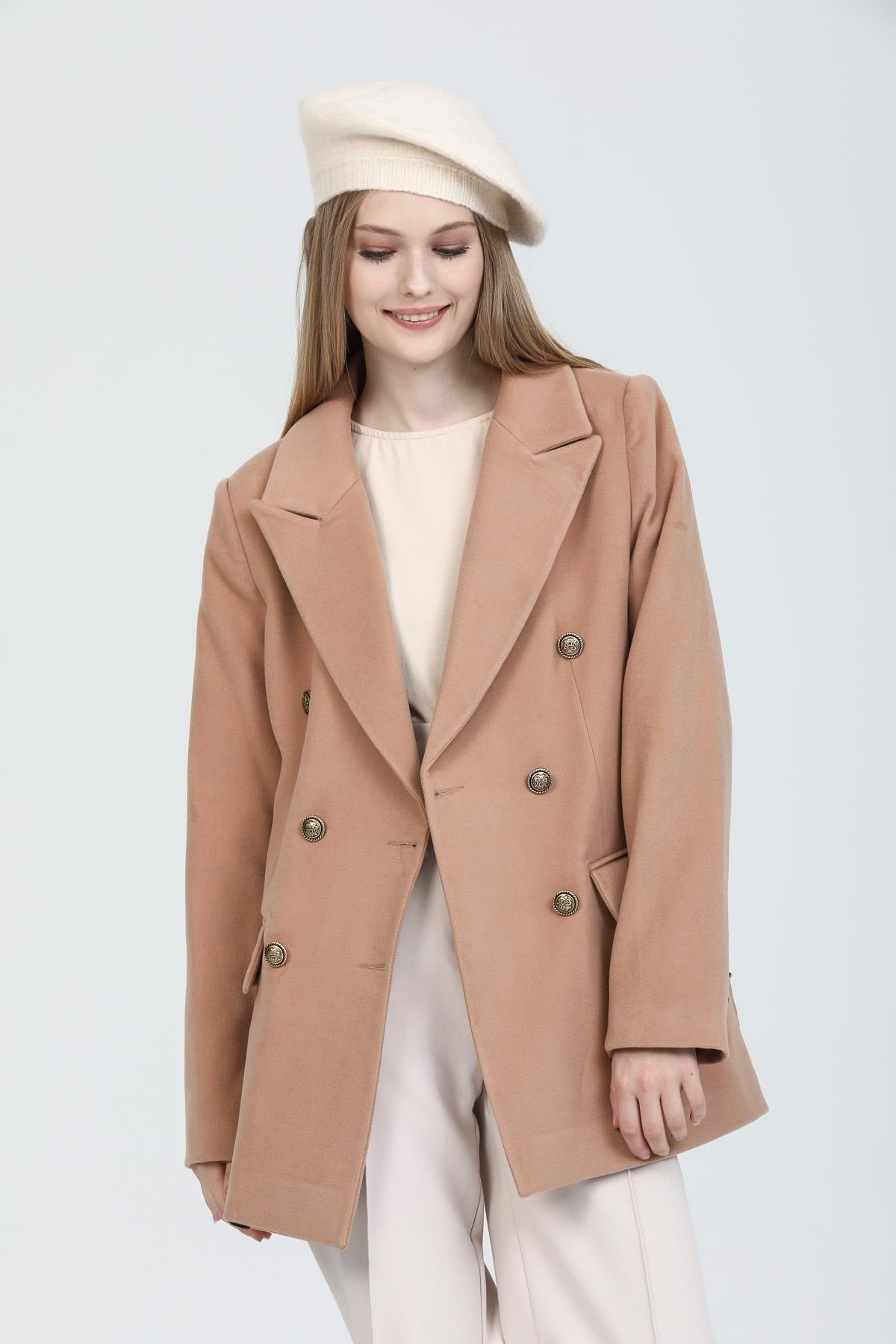 Bettina Women's Double-Breasted Jacket - Camel - product image 2