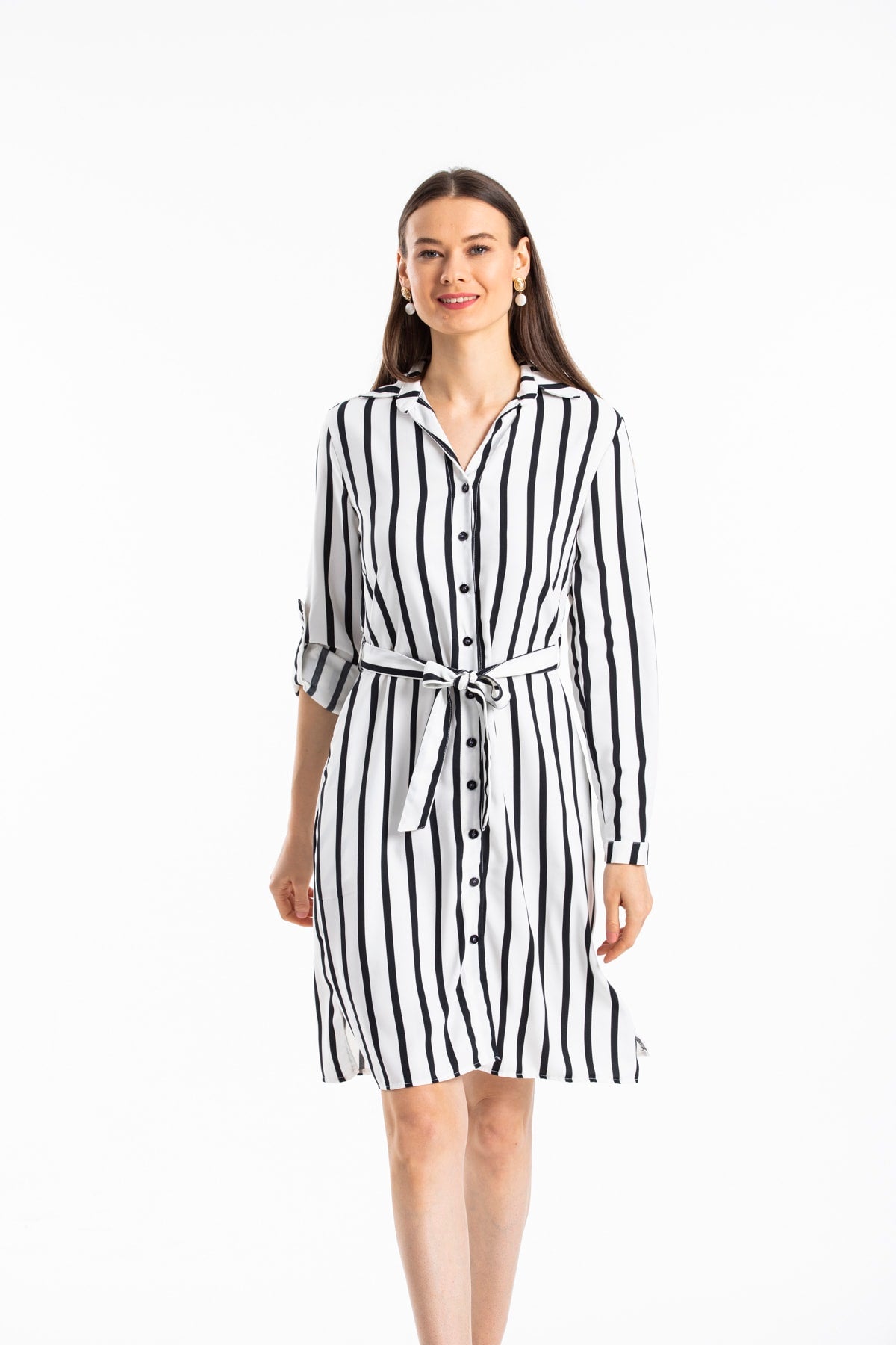 Cordelia Women's Striped Dress - Black White Stripe - product image 1