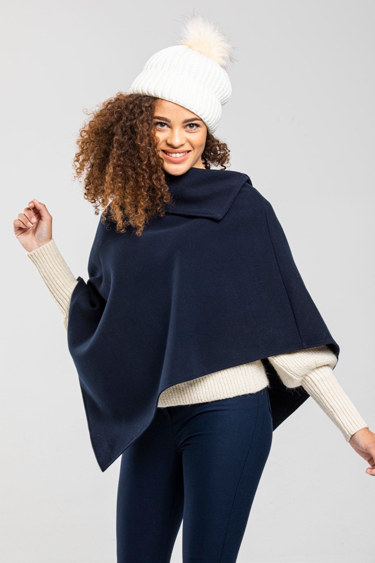 Dina Women's Poncho - Navy - product image 2