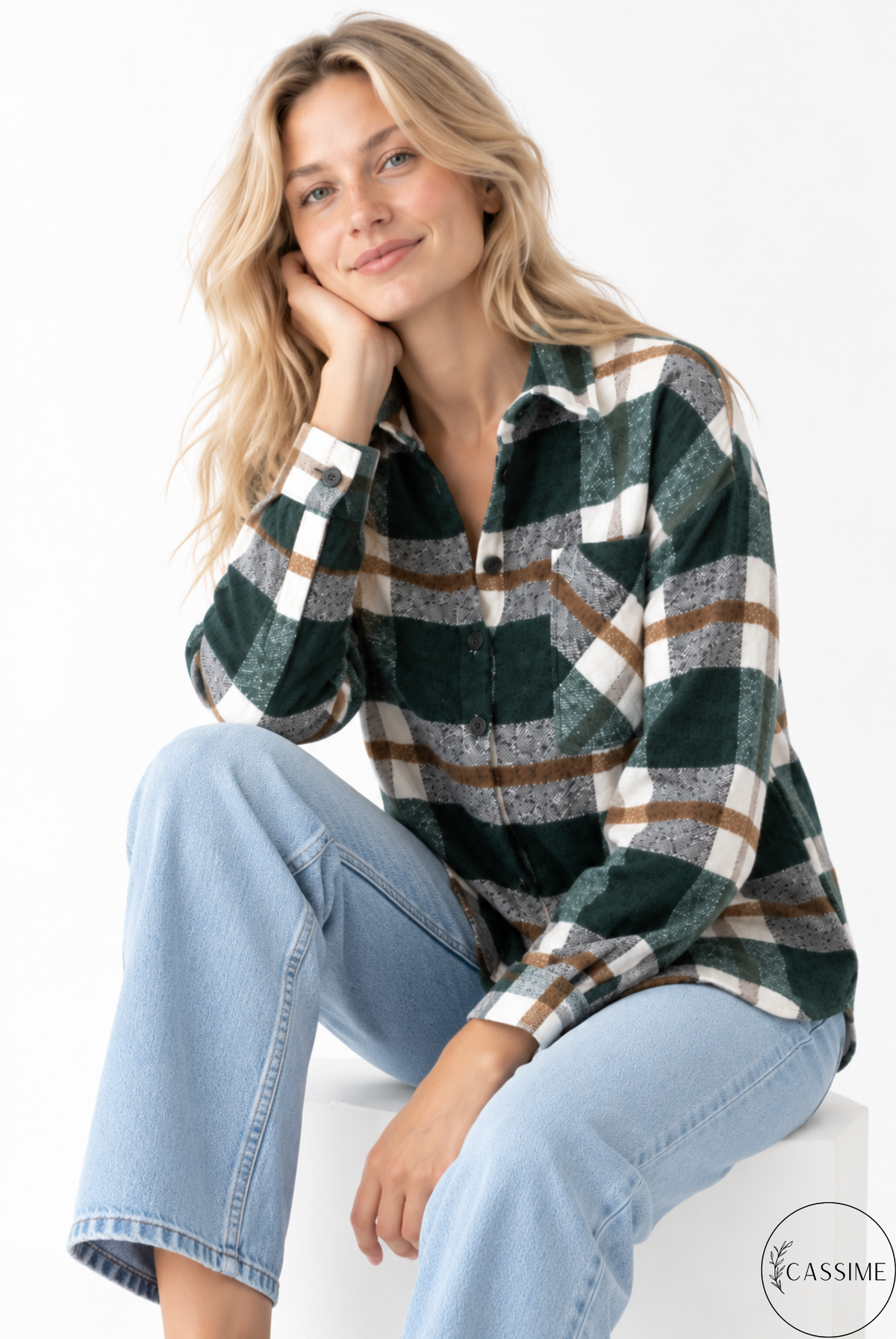 Tony Khaki Brown Cotton Plaid Shacket