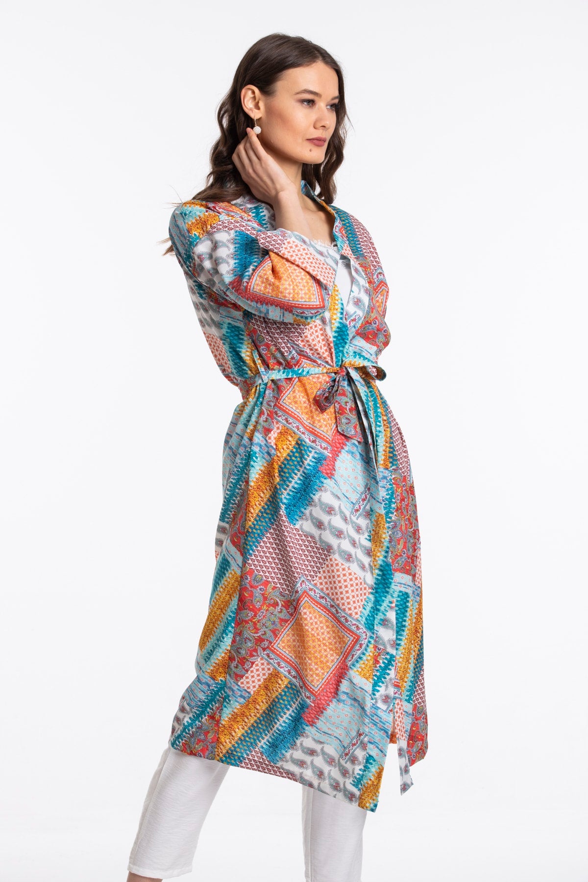 Adele Women's Kimono - Turquoise Print - product image 3