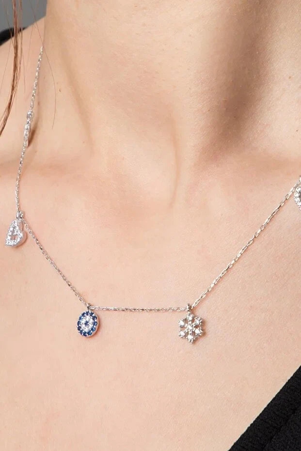 Sterlin Gümüş Nazar Boncuğu Kolye 