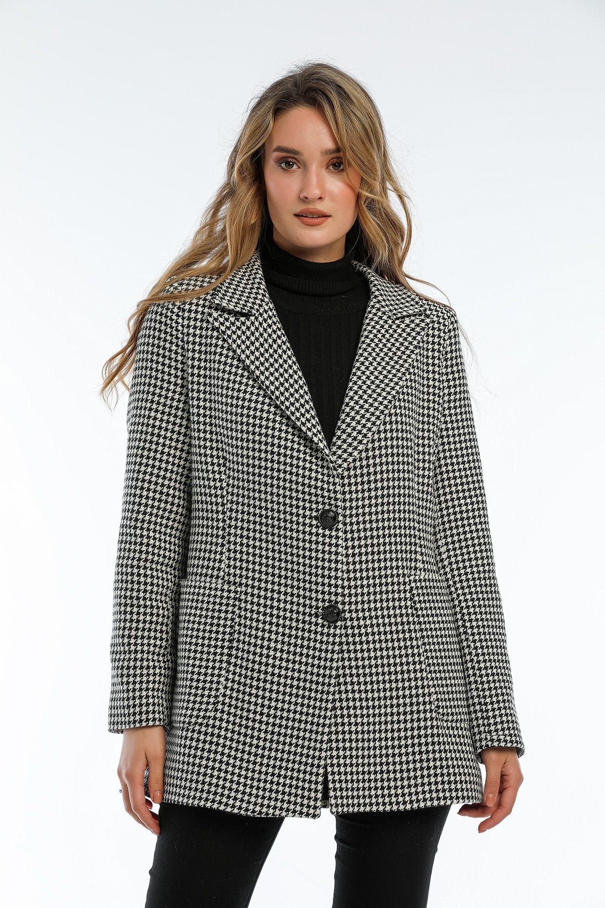 Catalina Women's Houndstooth Blazer - Black White Houndstooth - product image 3