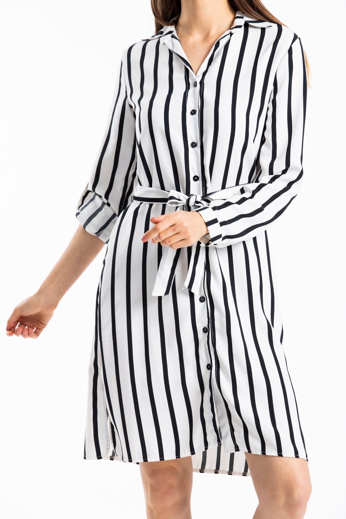 Cordelia Women's Striped Dress - Black White Stripe - product image 2