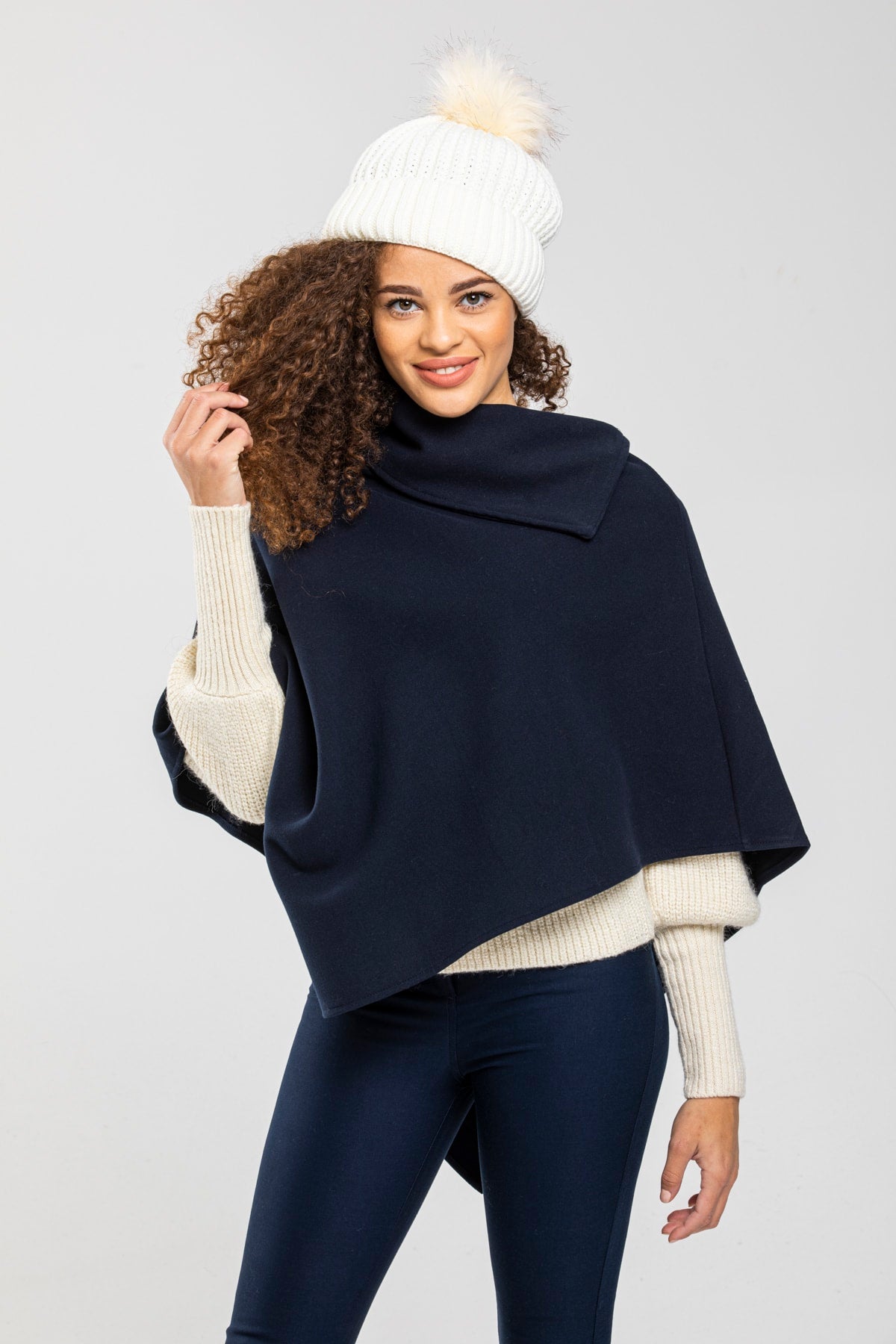 Dina Women's Poncho - Navy - product image 3