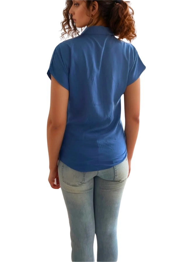 Camisa de manga corta con botones Parliament azul
