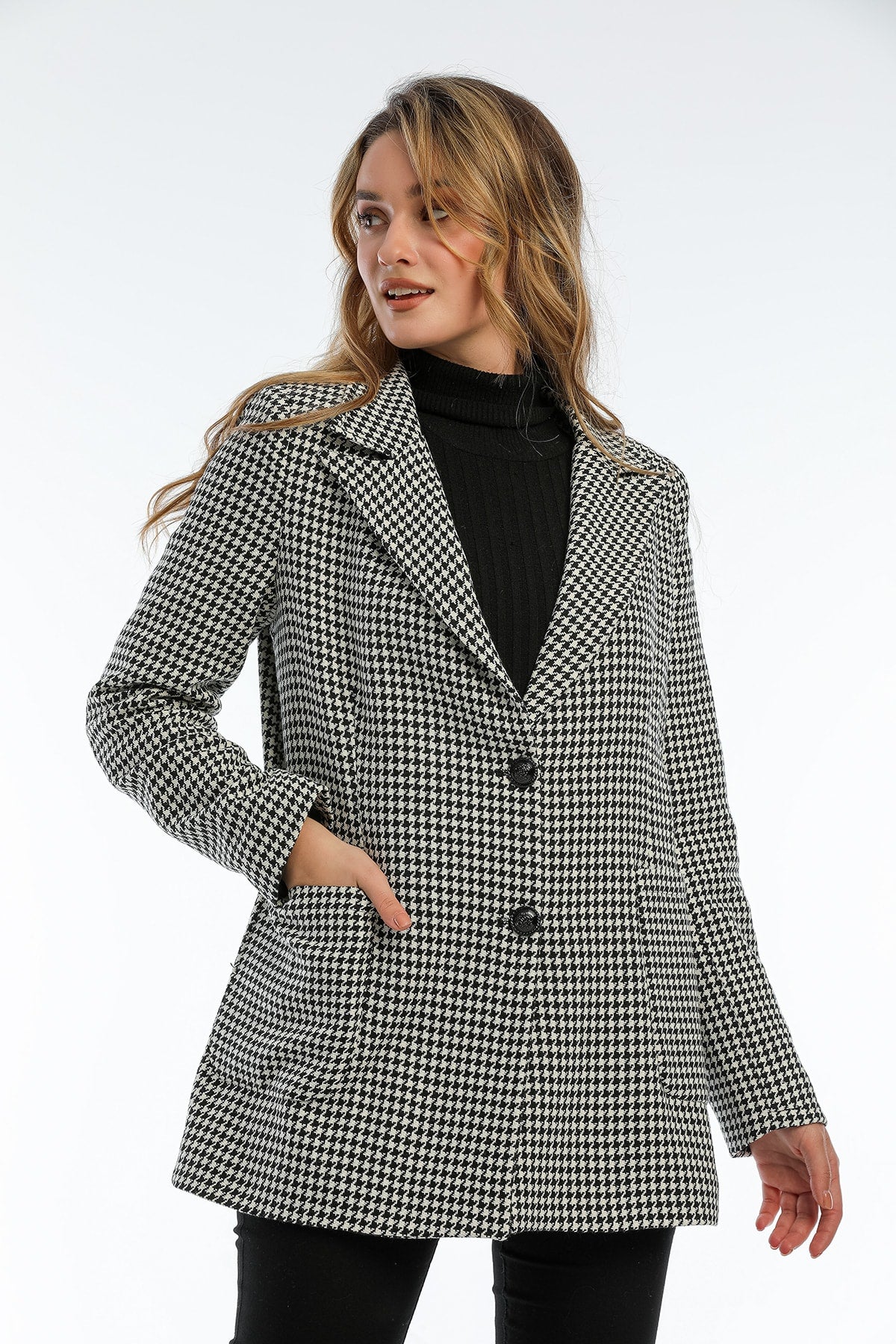 Catalina Women's Houndstooth Blazer - Black White Houndstooth - product image 4