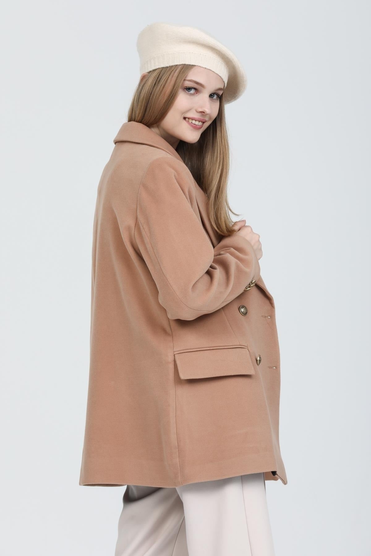 Bettina Women's Double-Breasted Jacket - Camel - product image 4
