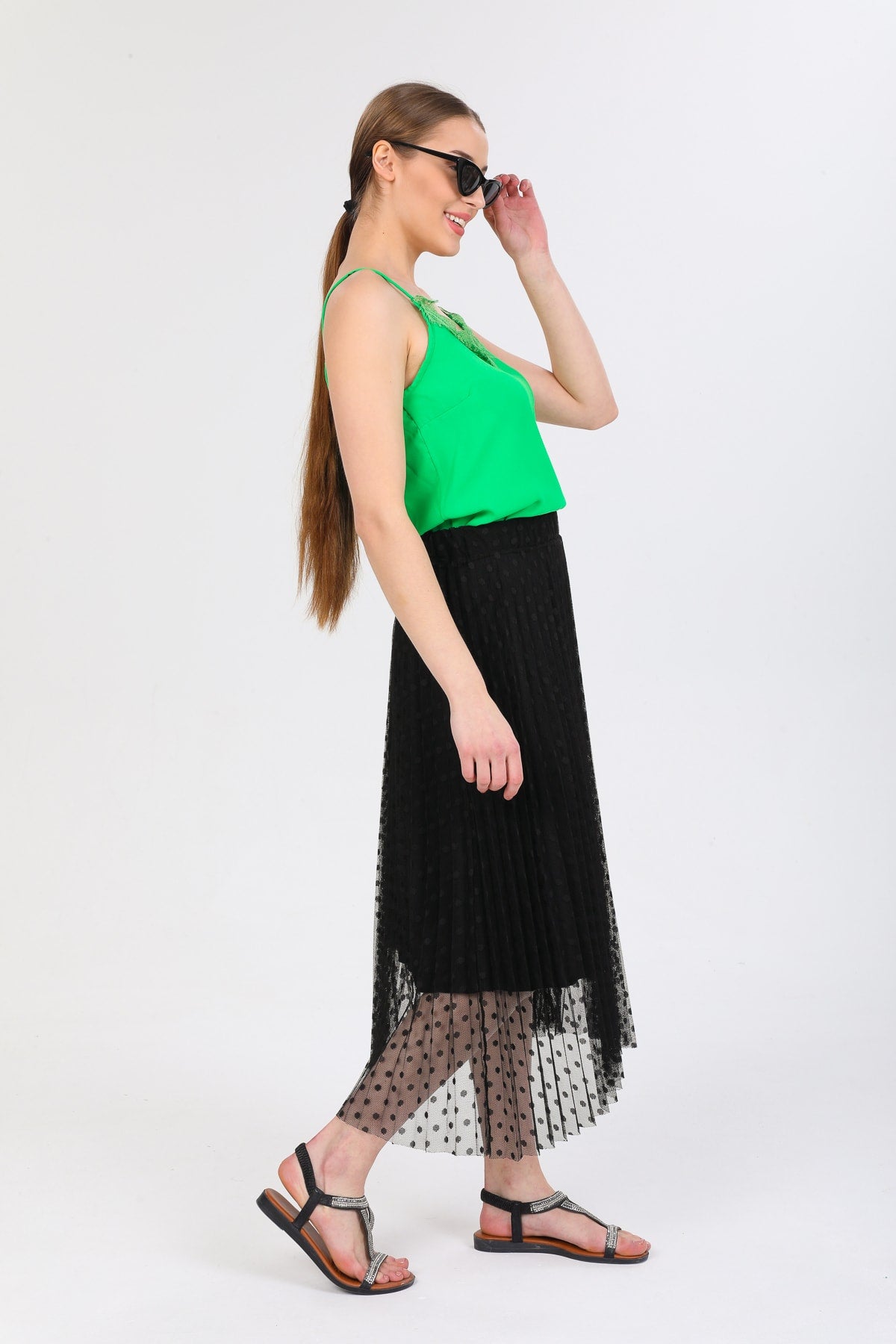 Blythe Women's Polka Dot Lace Skirt - Black Polka Dot - product image 4
