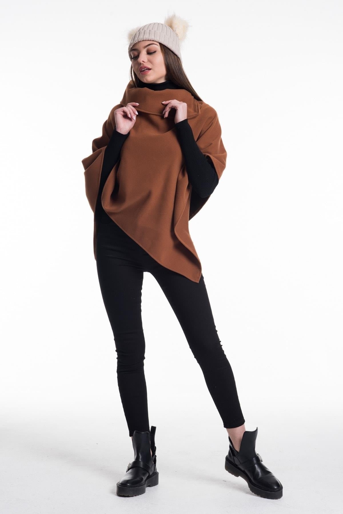 Bess Women's Poncho - Cognac - product image 4
