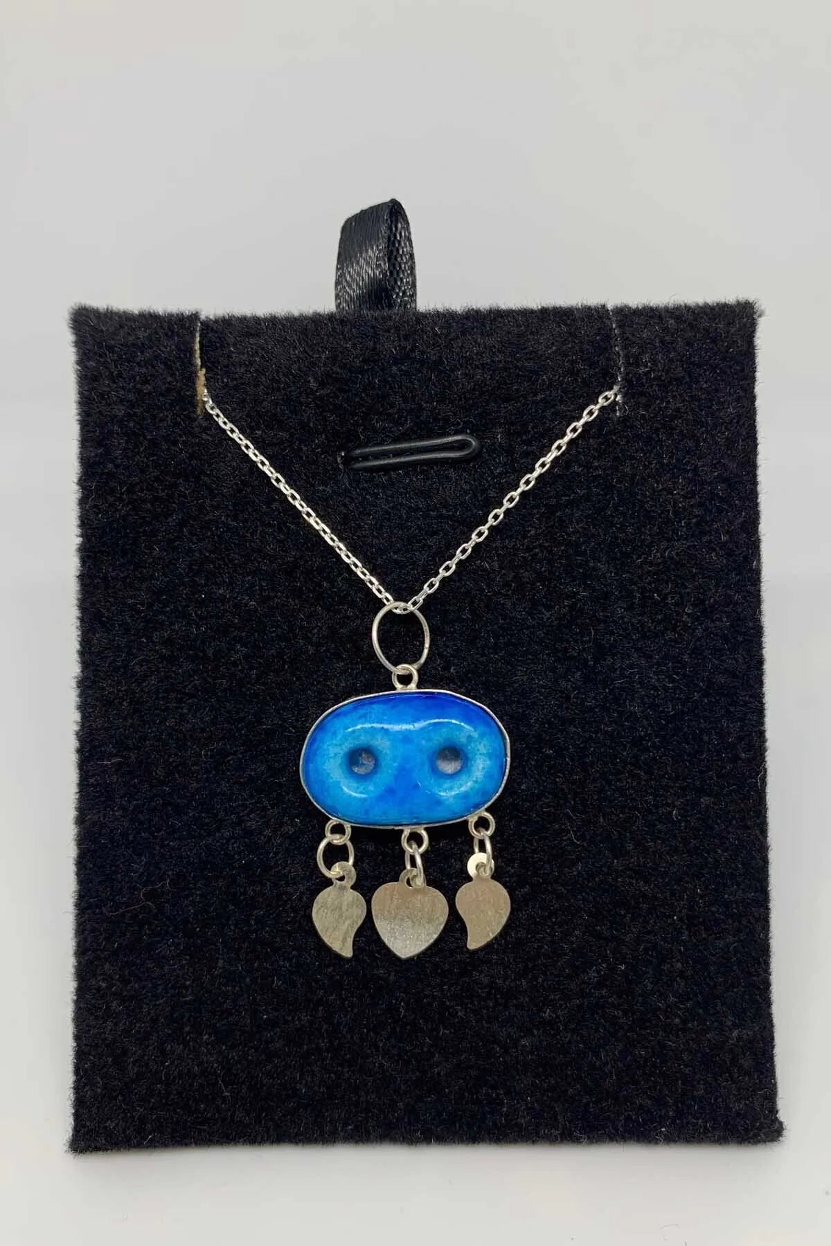 925 Sterling Silver Silver Two-Eyed Assyrian Charm (hercai) Necklace