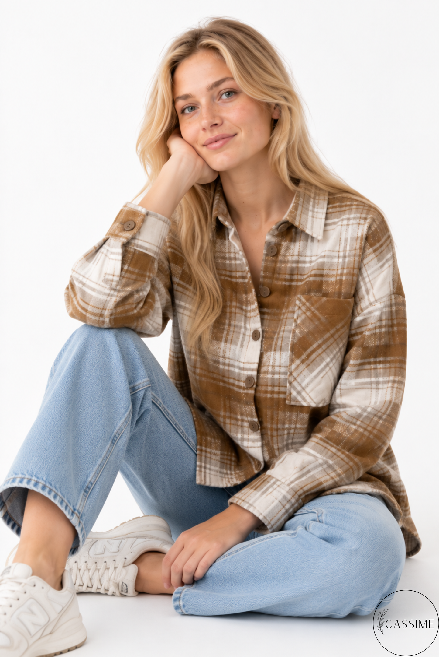 Tony Beige Brown Cotton Plaid Shacket