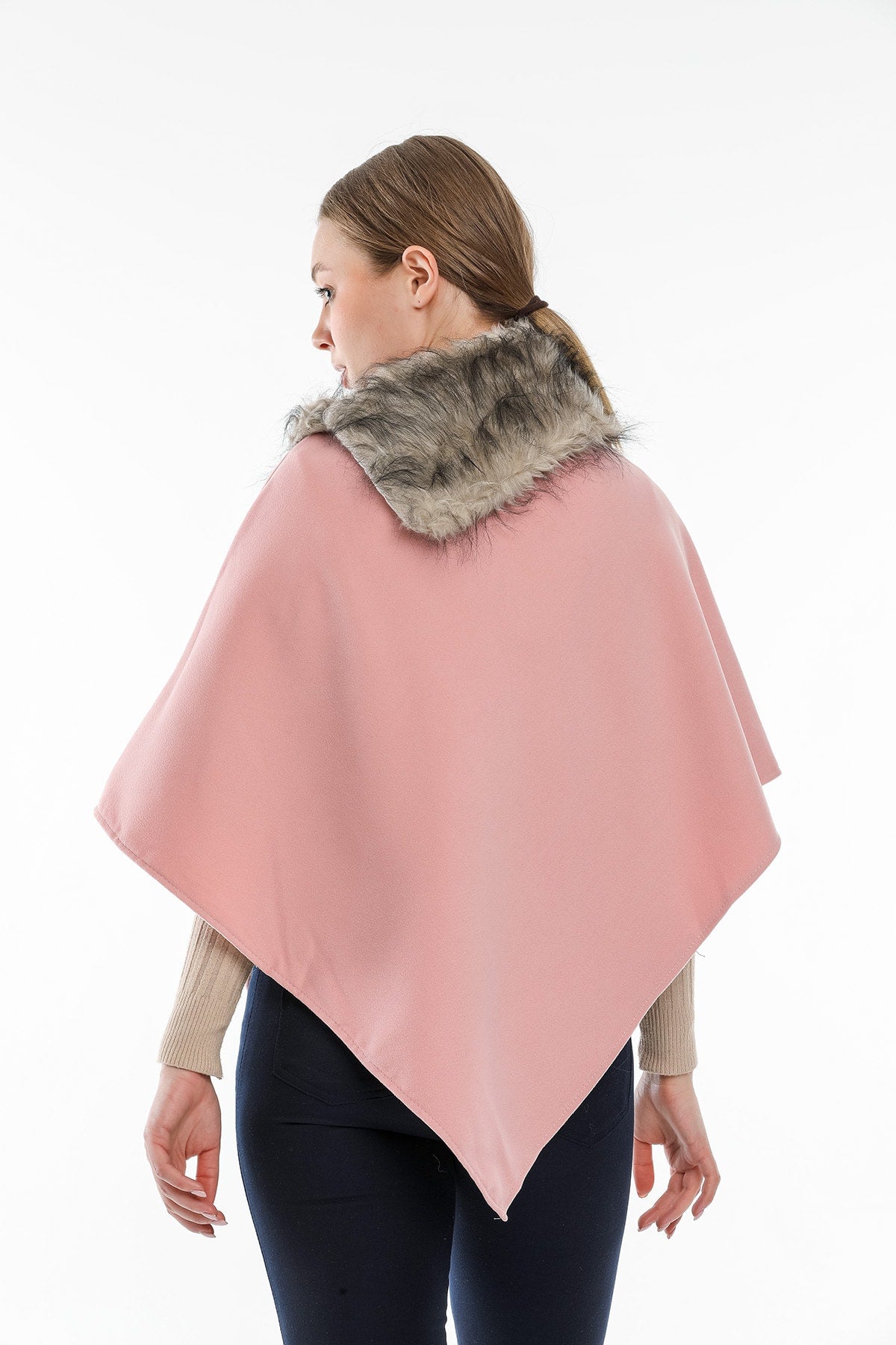 Ana Women's Fur-Trim Poncho - Baby Pink - product image 7
