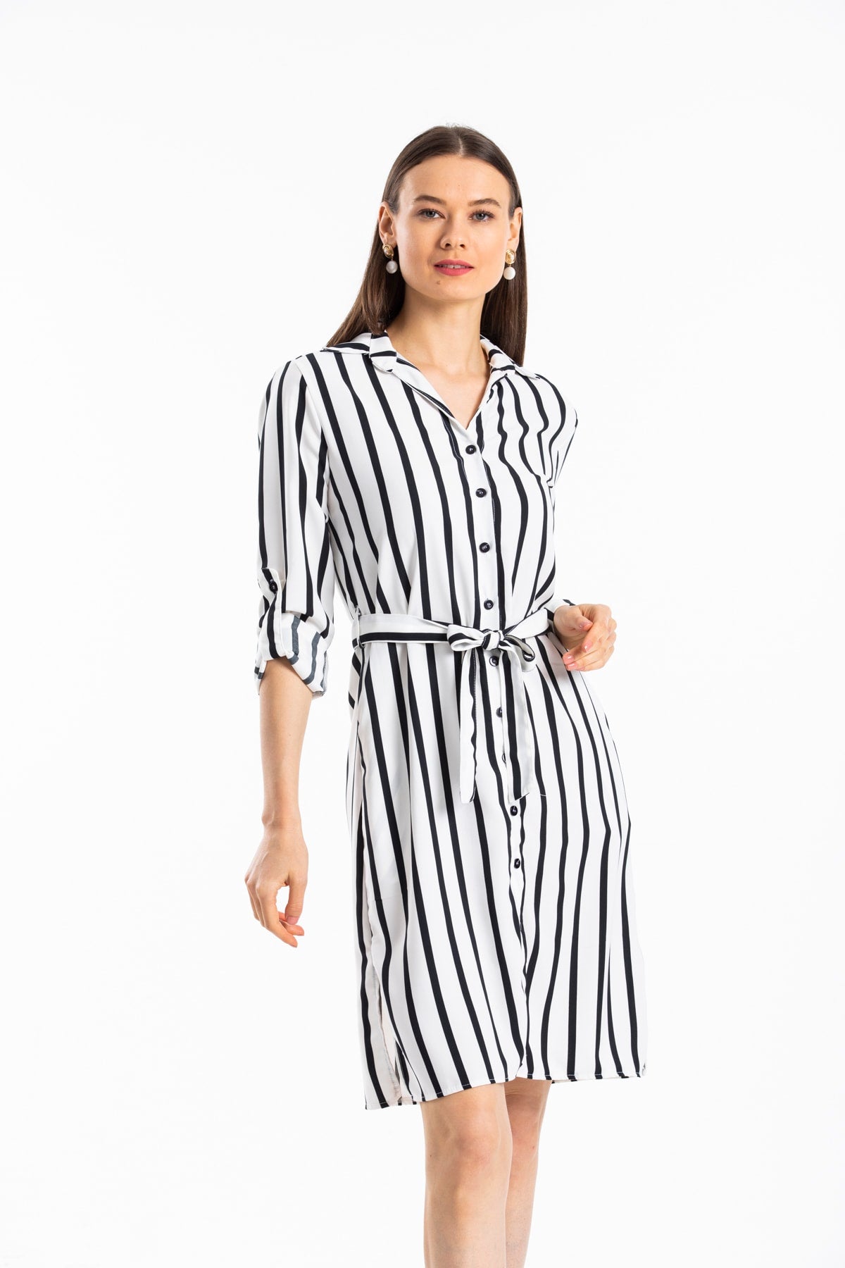 Cordelia Women's Striped Dress - Black White Stripe - product image 7