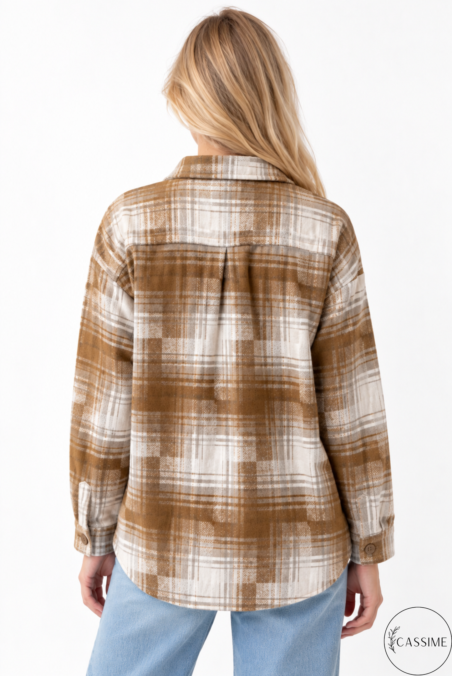Tony Beige Brown Cotton Plaid Shacket