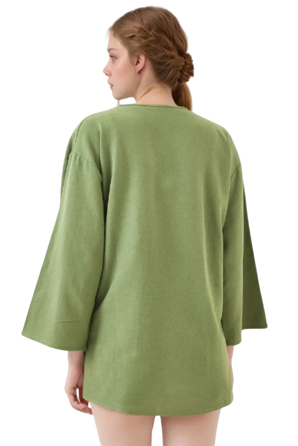 Quimono Patricia de lino color crema