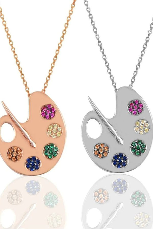 Κολιέ καλλιτέχνη από ασήμι 925 με παλέτα 