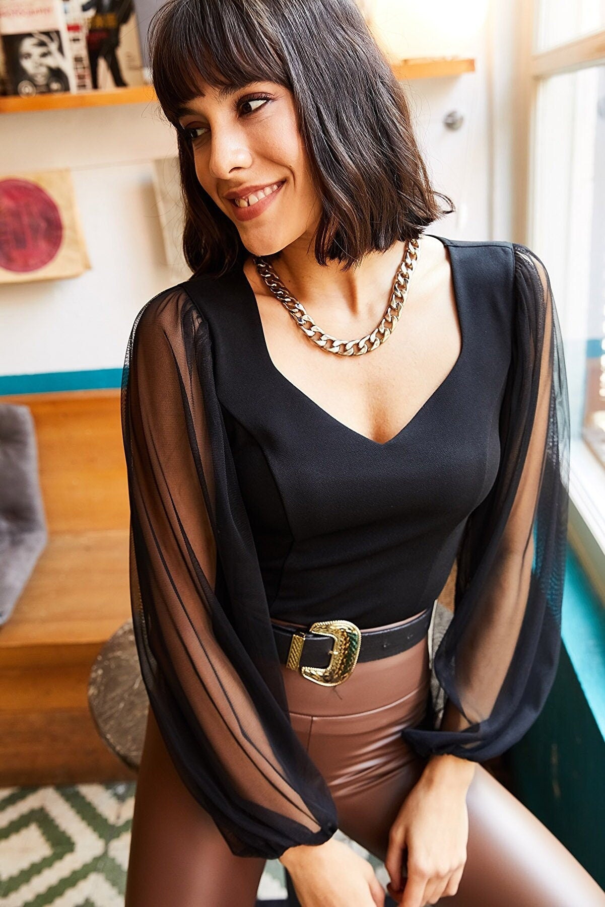 Μπλούζα κοκτέιλ με πλέγμα