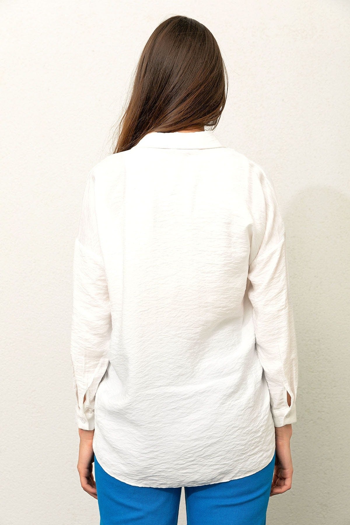 Blusa de lino bordada con elefante color crema
