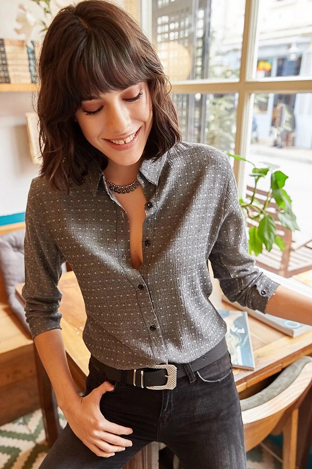 Blusa de manga larga Eleanor Gray Designer