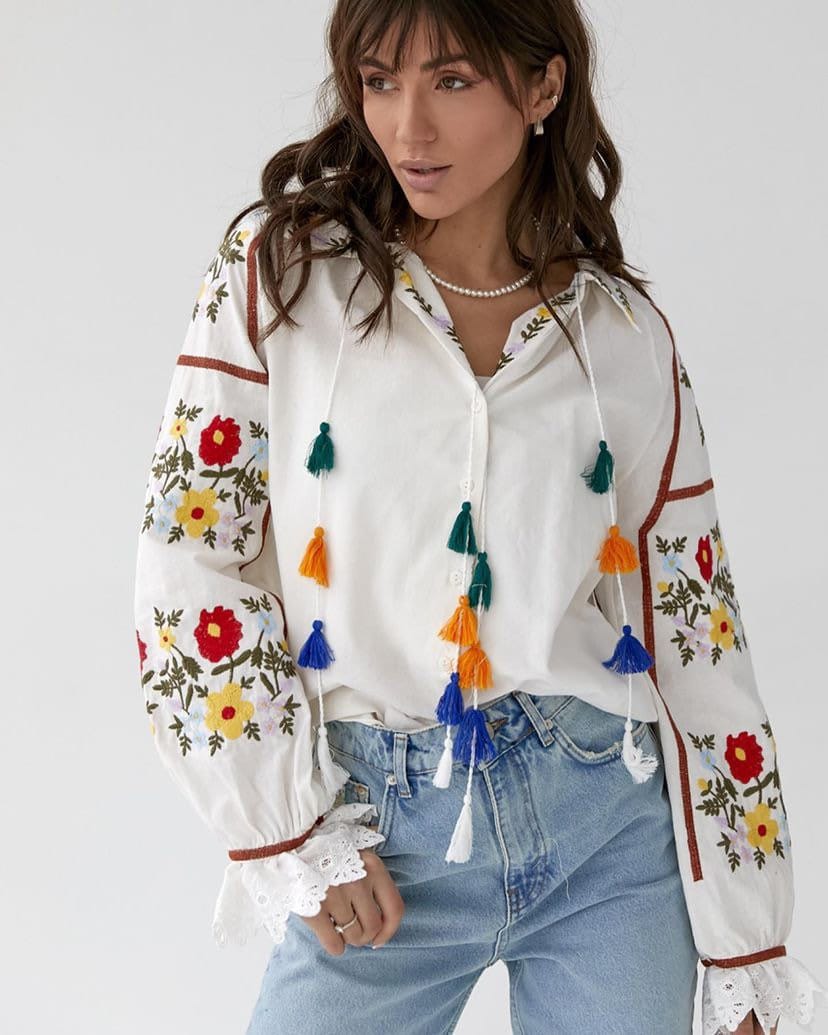 Blusa Mexicana Bordada Estilo Étnico