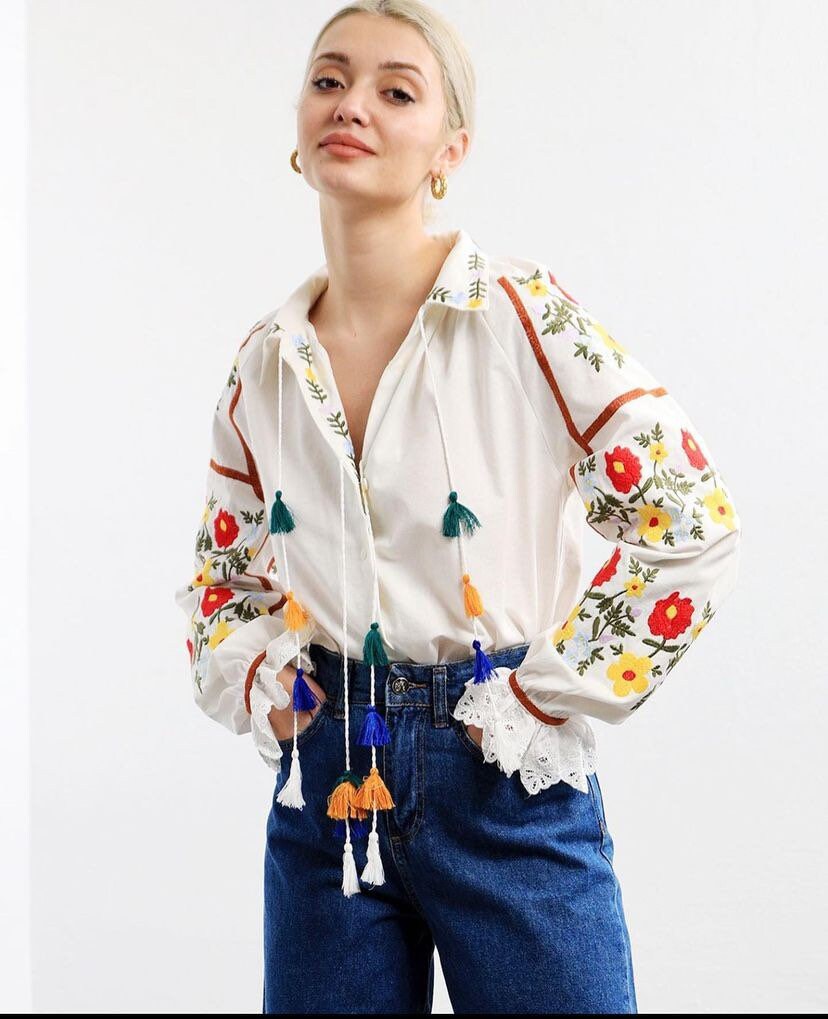 Blusa Mexicana Bordada Estilo Étnico