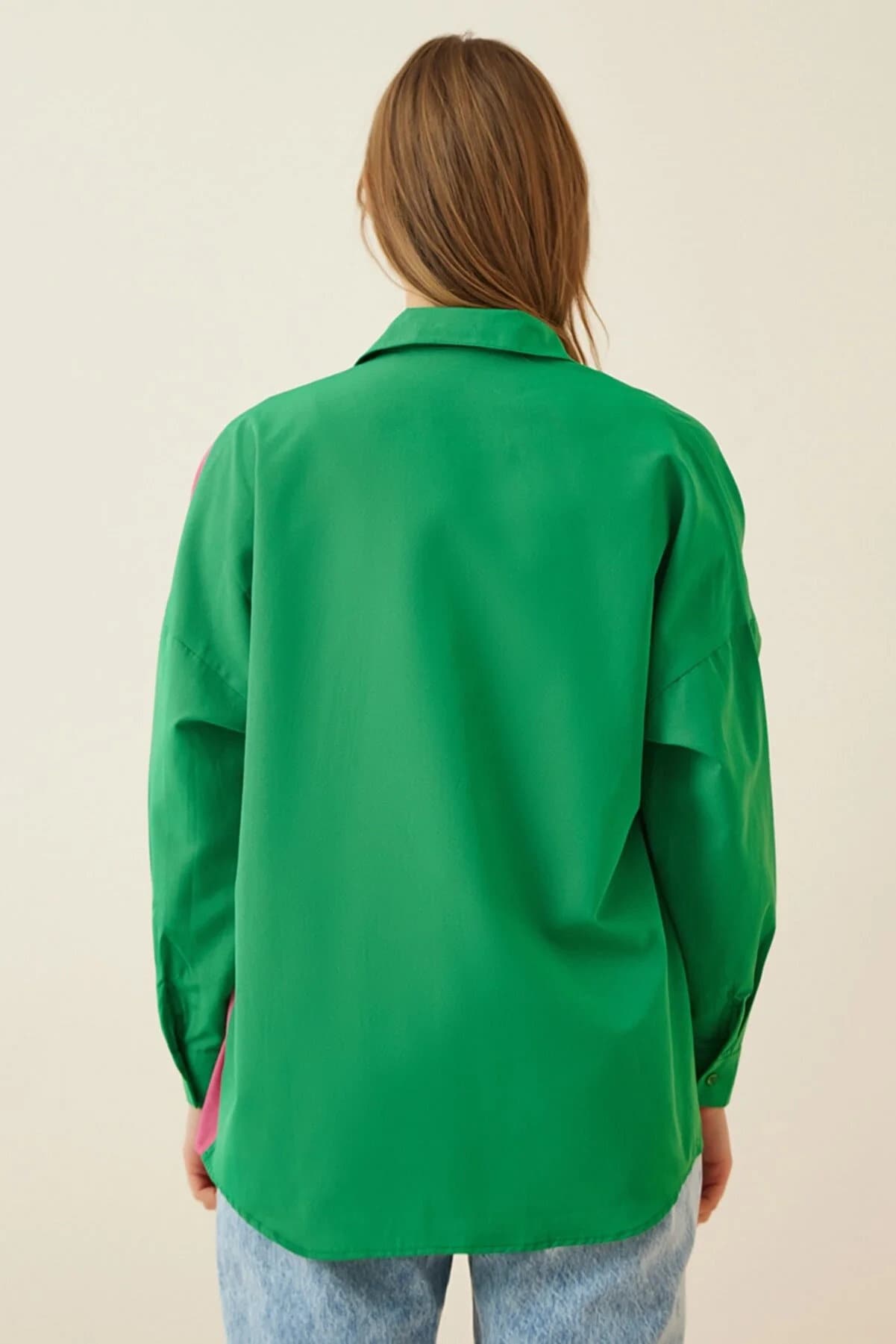 Colorblock Cotton Blend Button-Down Shirt