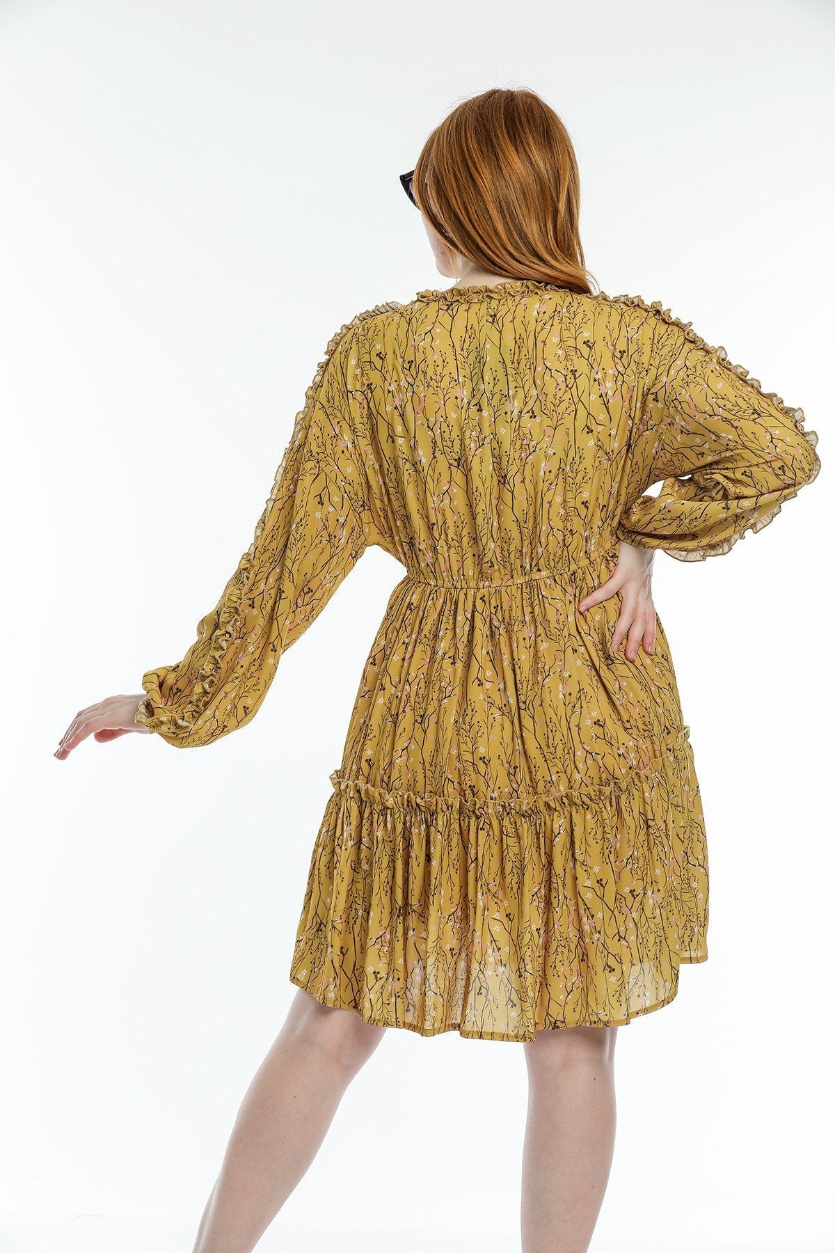 Şifon Çiçekli Elbise