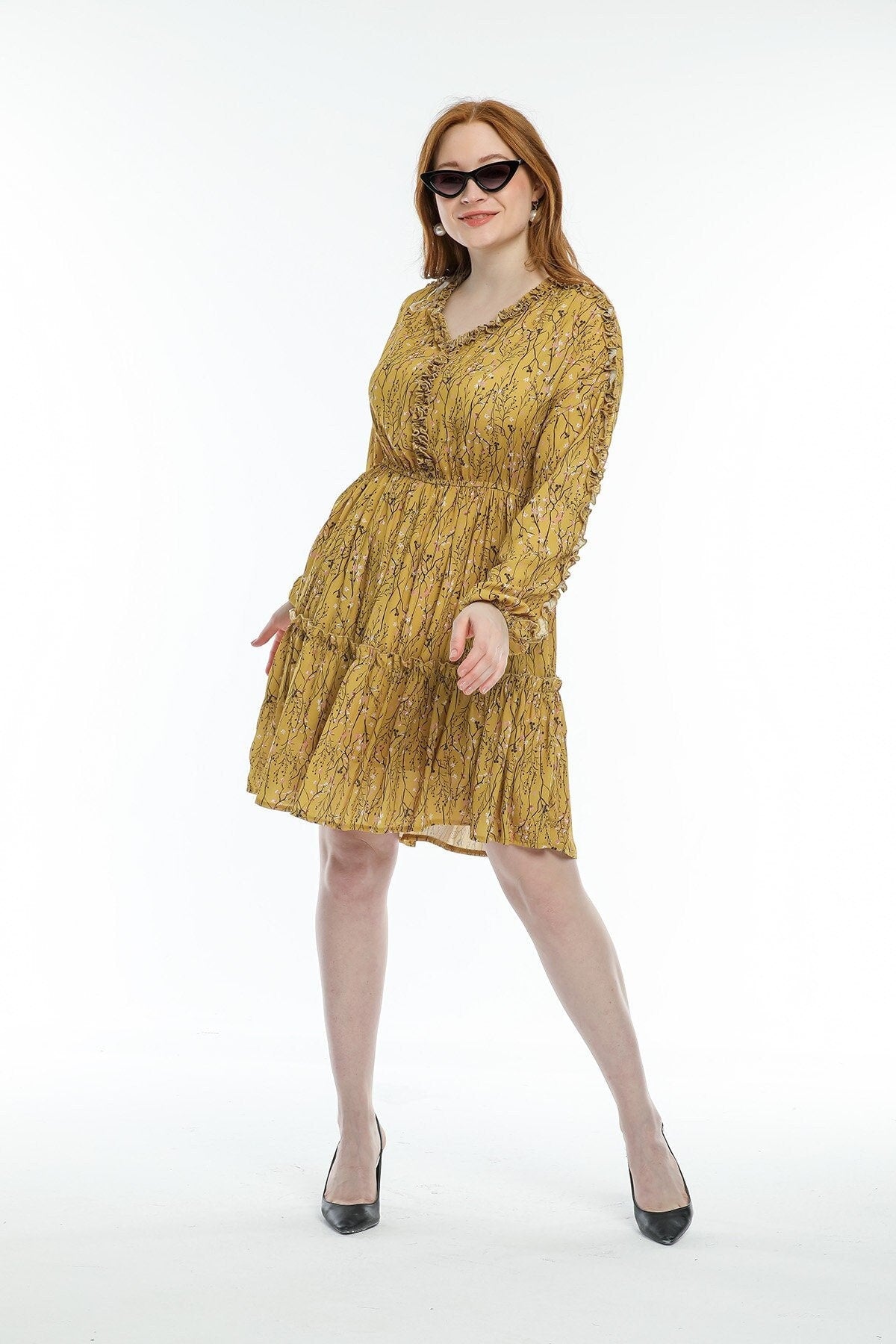 Şifon Çiçekli Elbise