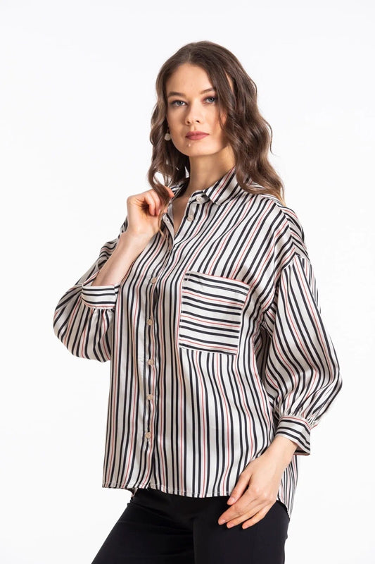 Σατέν Πουκάμισο με Κουμπιά