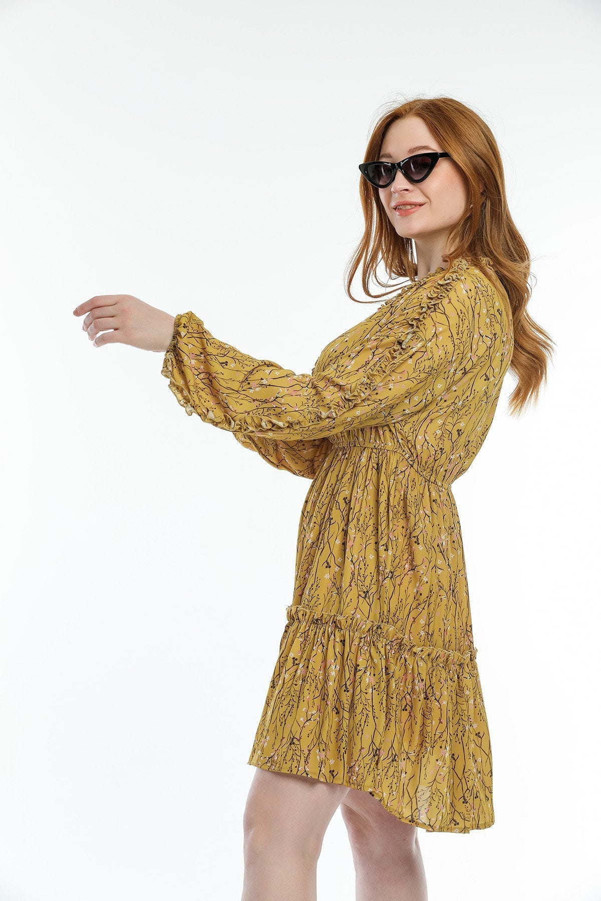 Şifon Çiçekli Elbise