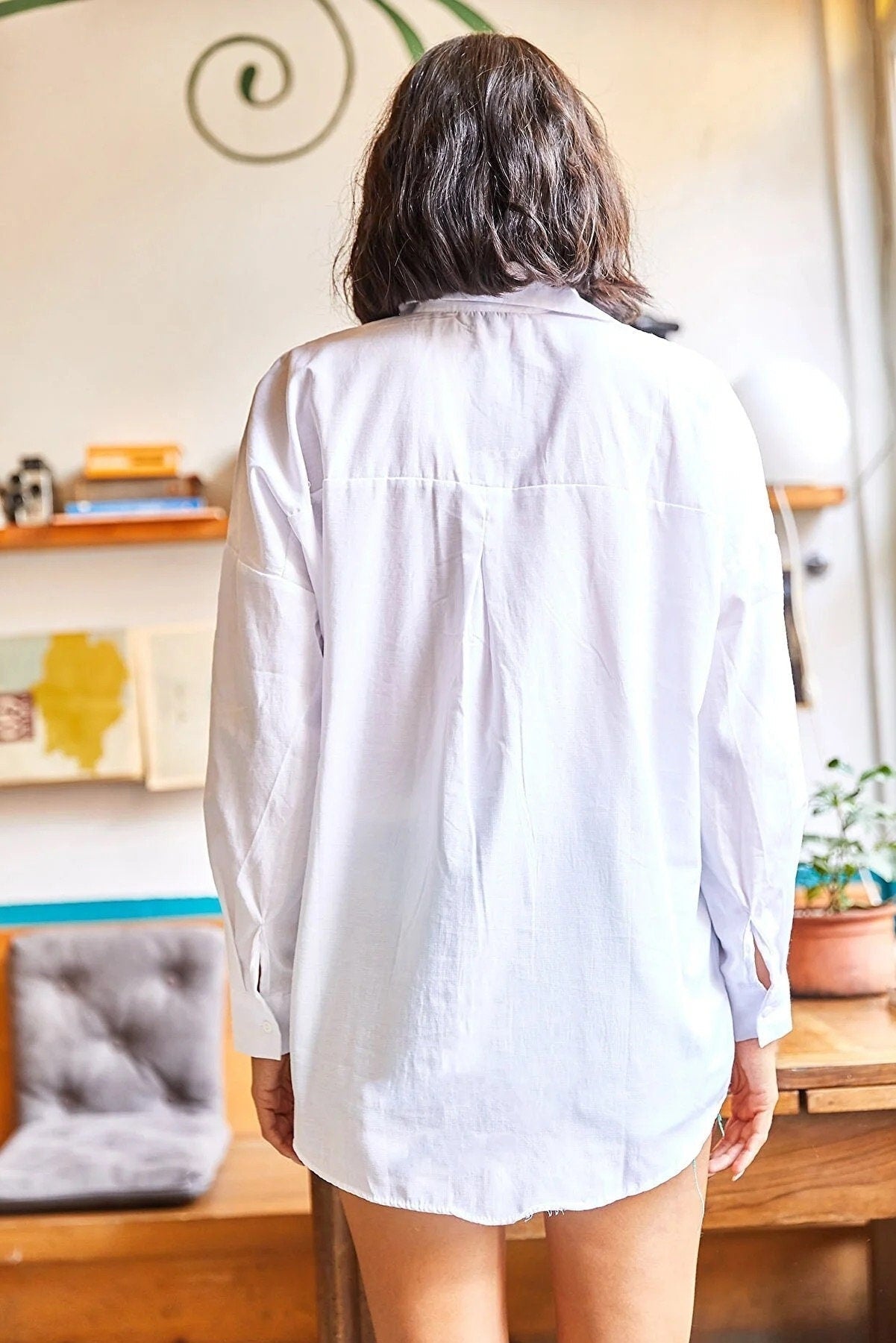 Siyah Palmiye Payetli Oversize Bluz