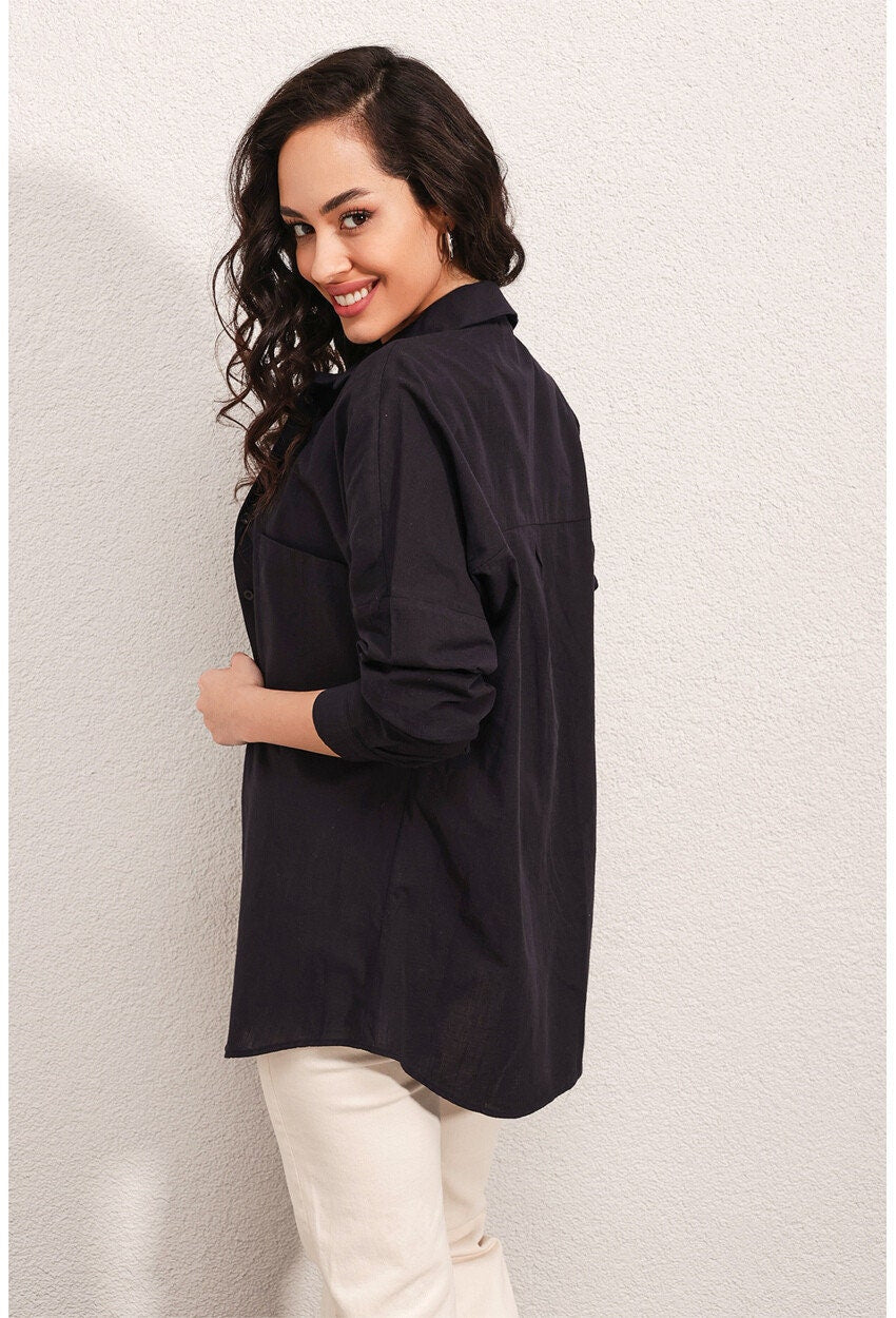 Blusa de lino naranja