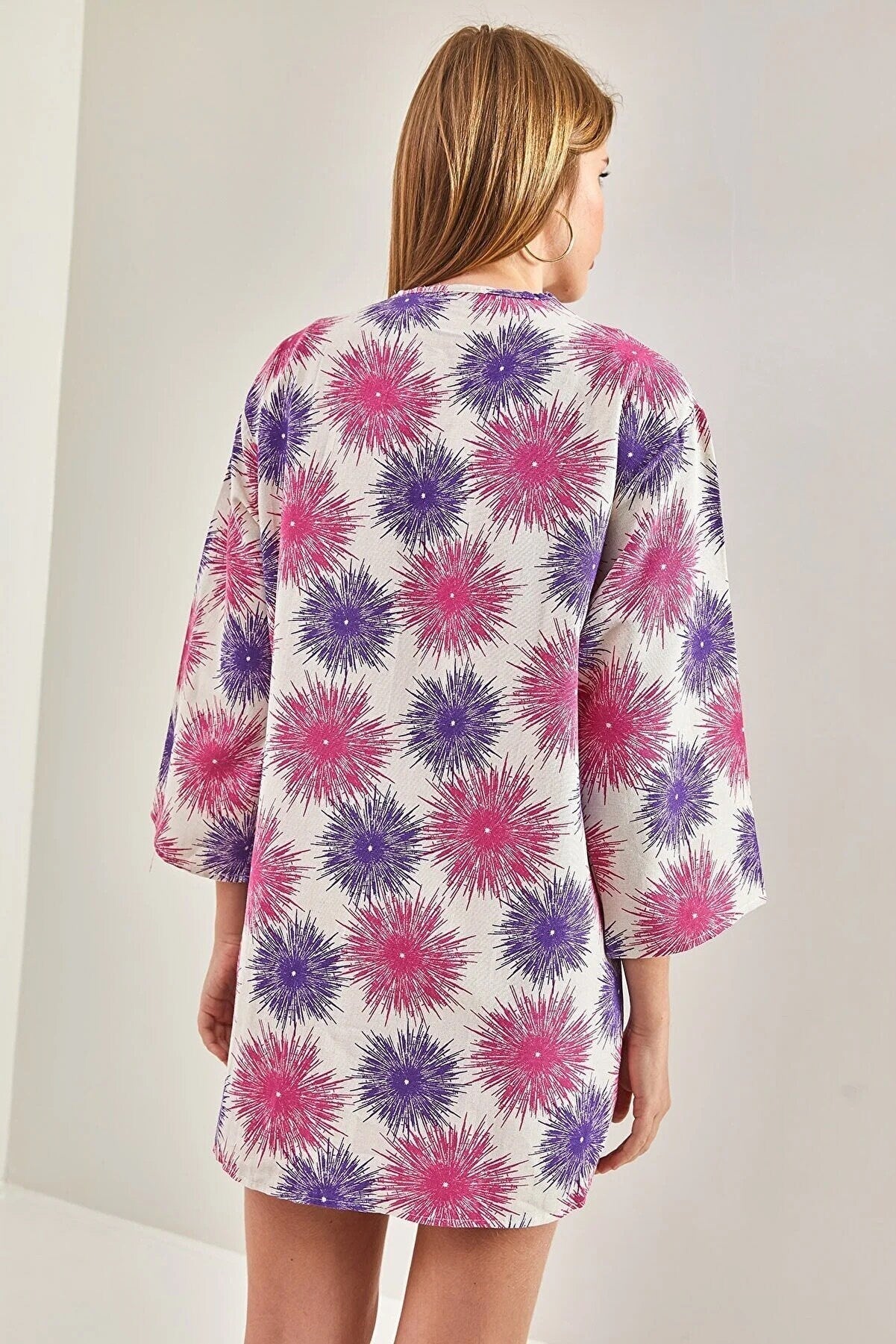 Kimono de lino colorido rosa fucsia Patricia