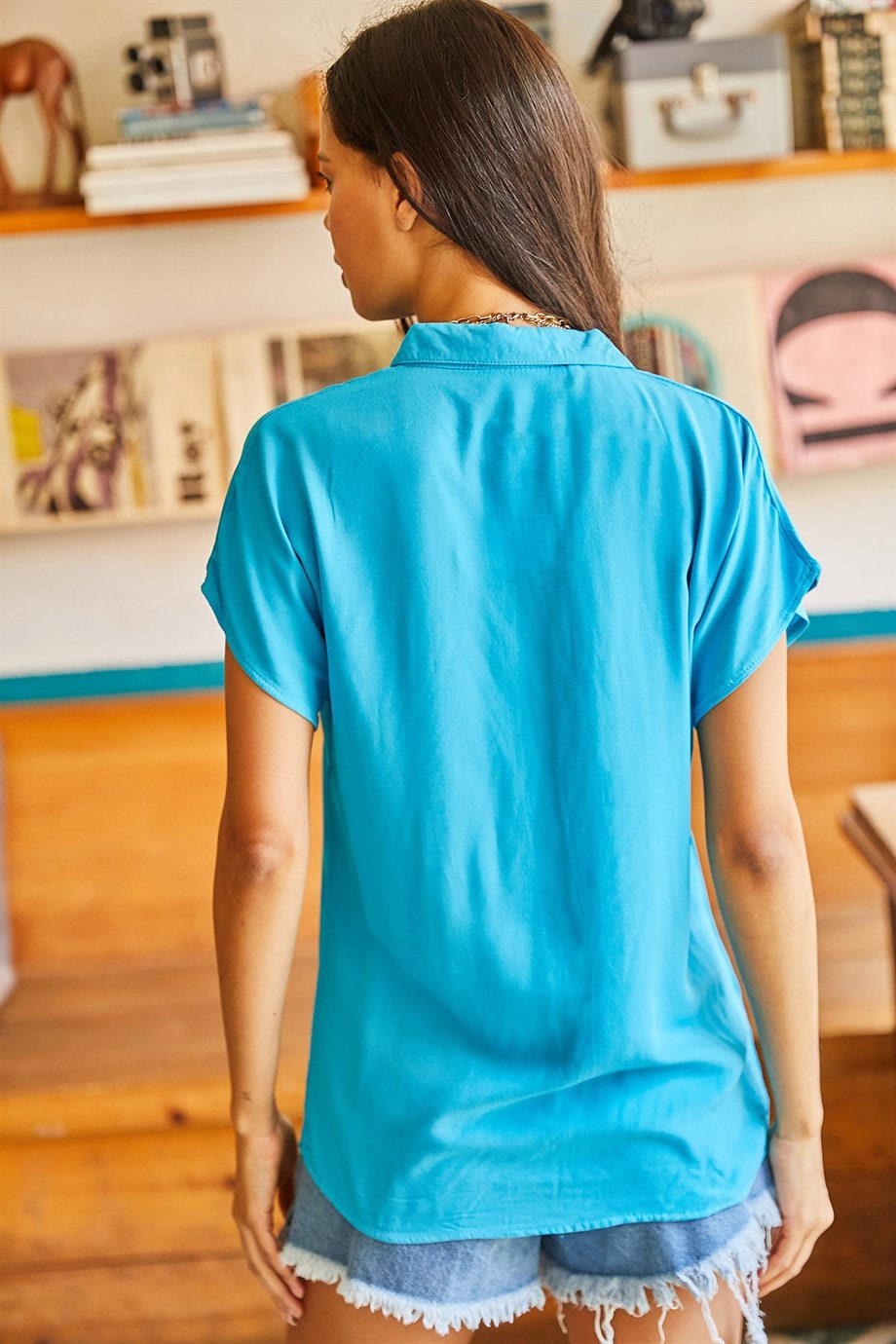 Gloria Burgundy Red Short Sleeve Button Down Shirt