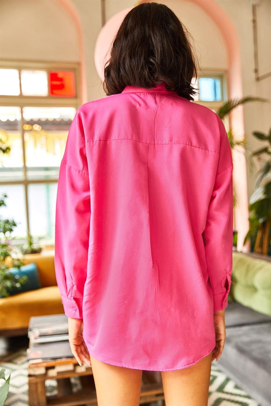 Siyah Palmiye Payetli Oversize Bluz