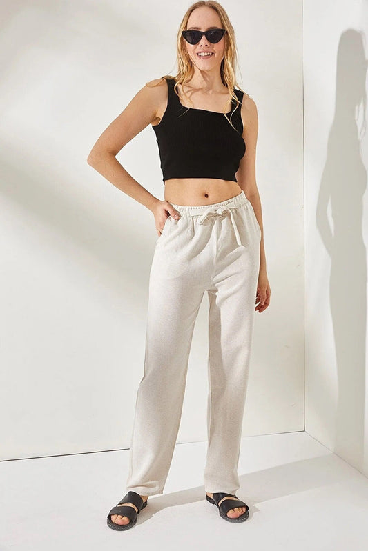 Olivia Ivory Linen Tapered Pants