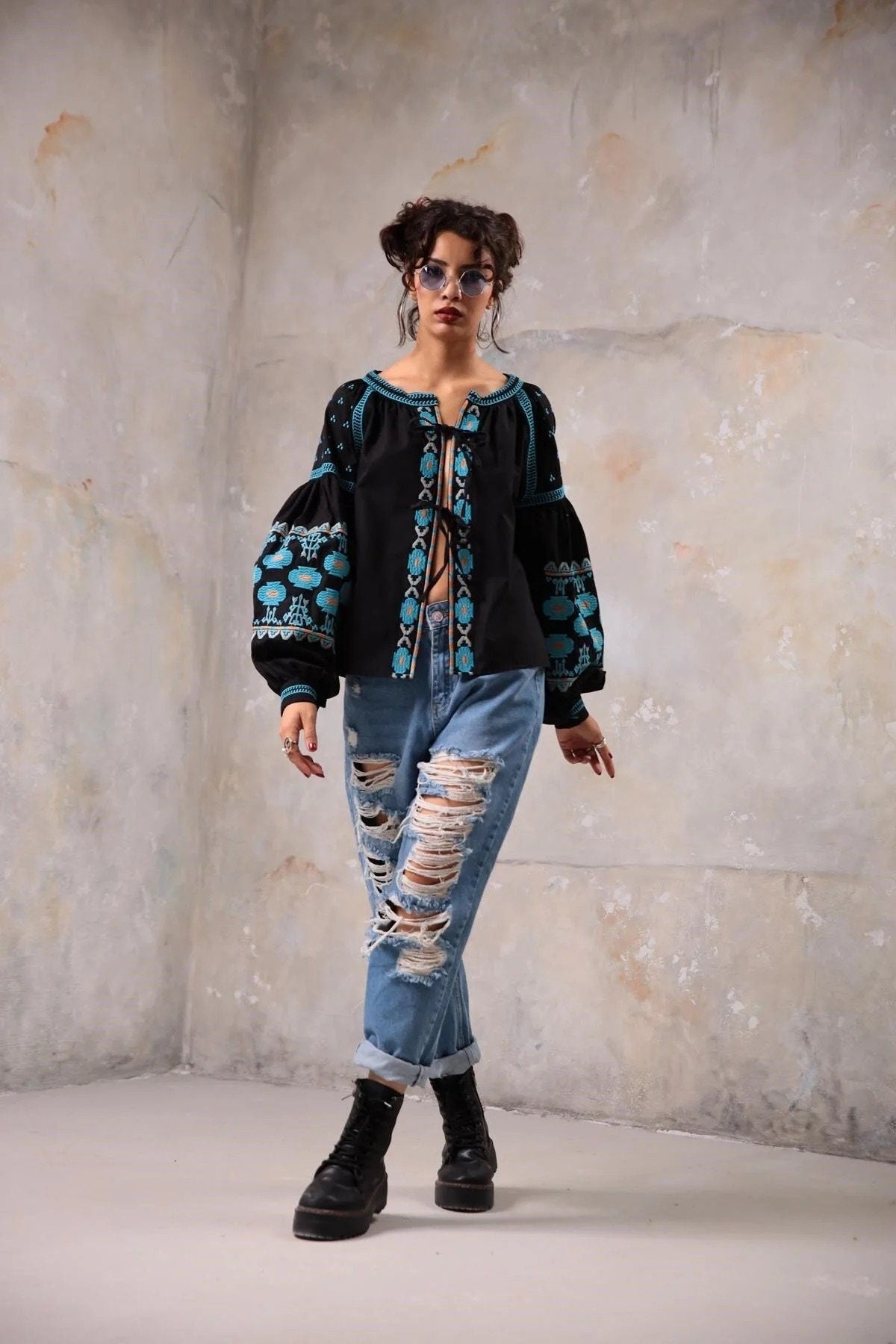 Bohemian Style Embroidered Blouse Cardigan