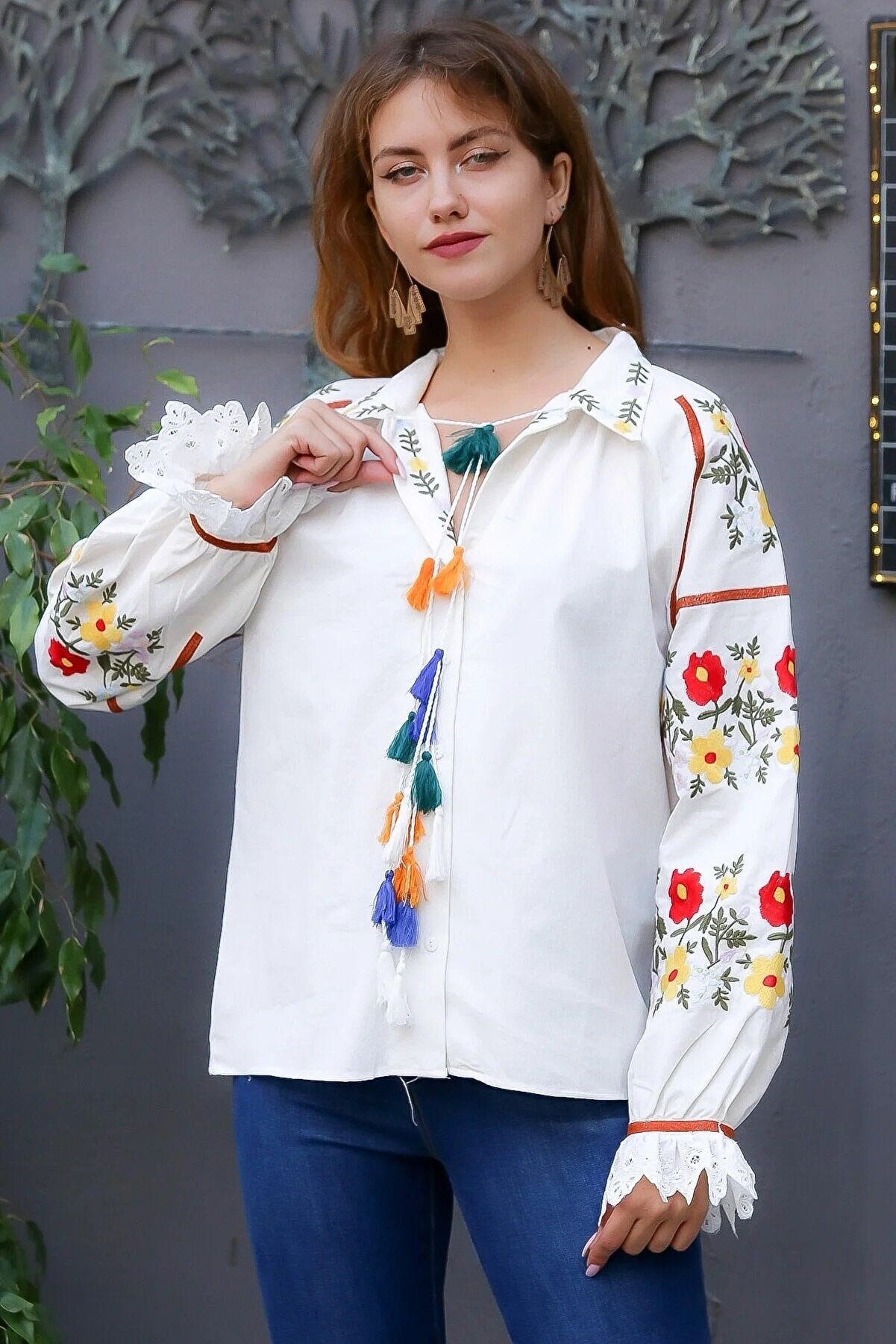 Blusa Mexicana Bordada Estilo Étnico