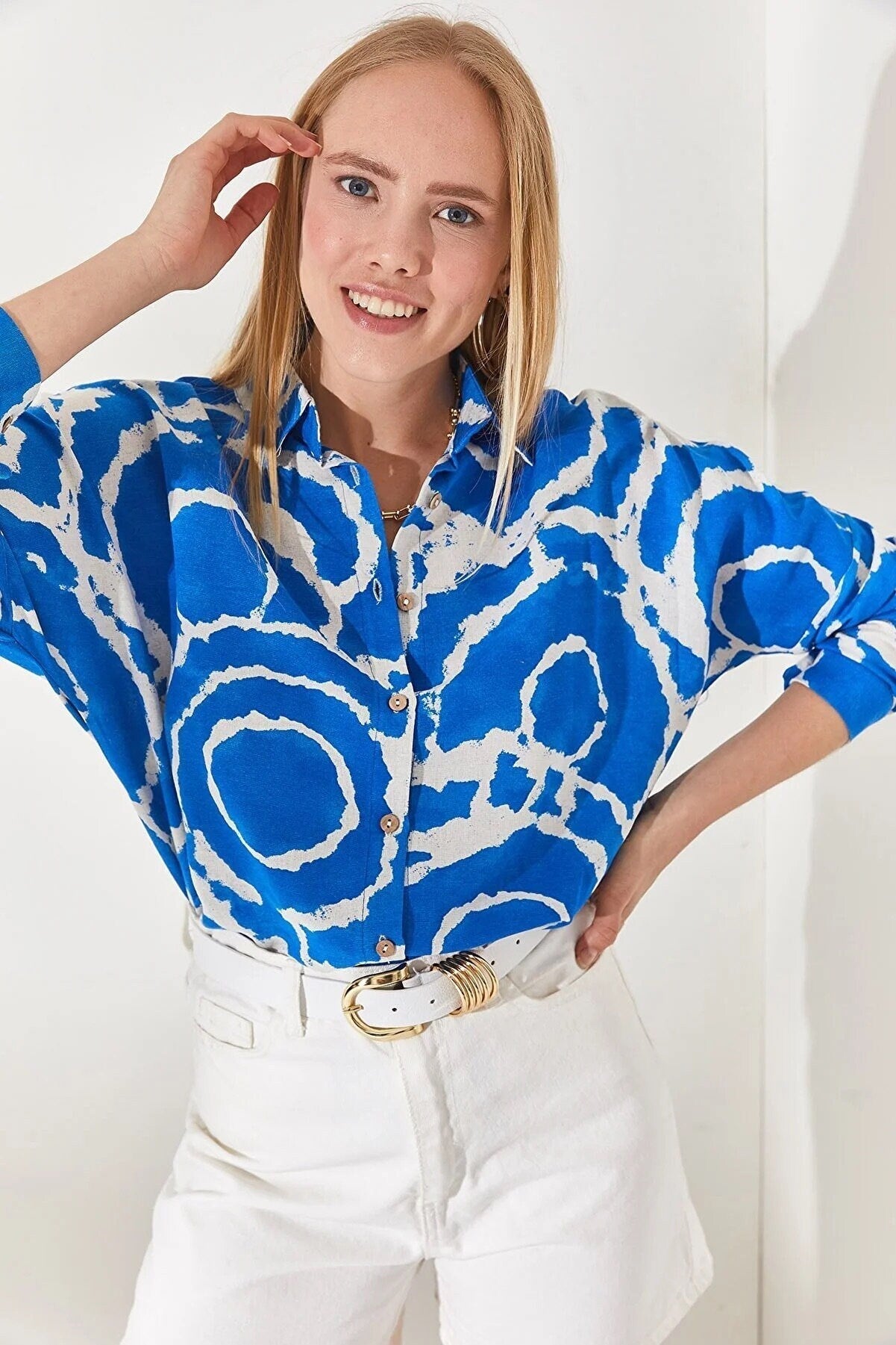 Blusa Lola Azure Dream de mezcla de lino