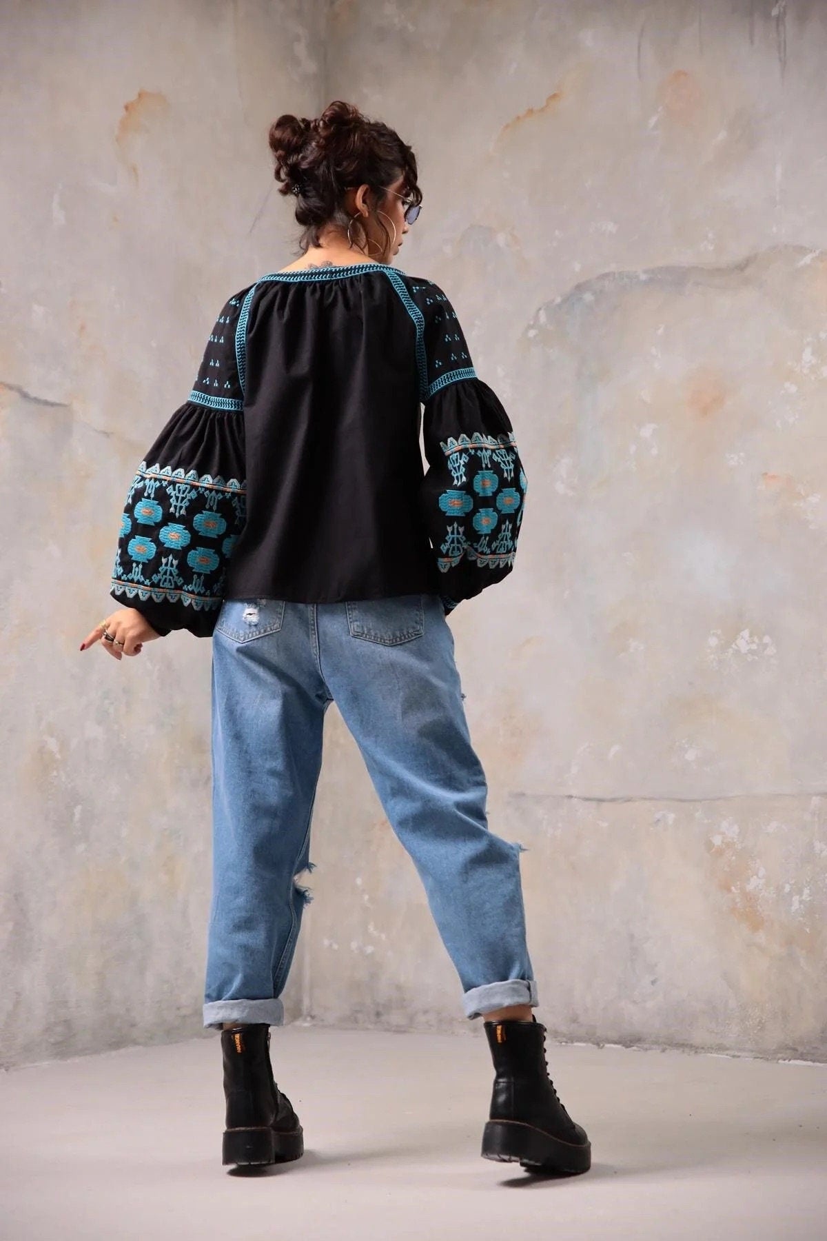 Bohemian Style Embroidered Blouse Cardigan