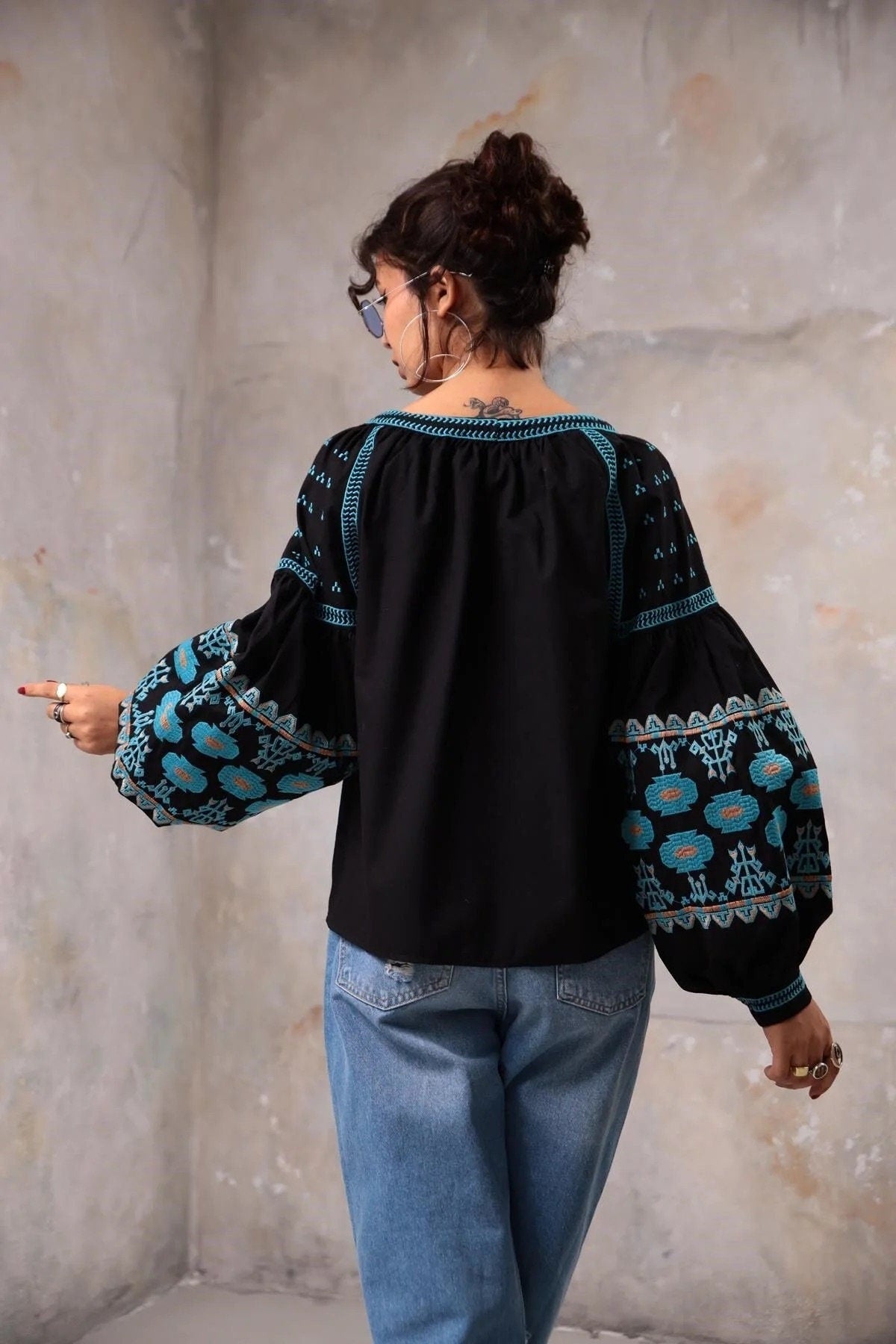 Bohemian Style Embroidered Blouse Cardigan