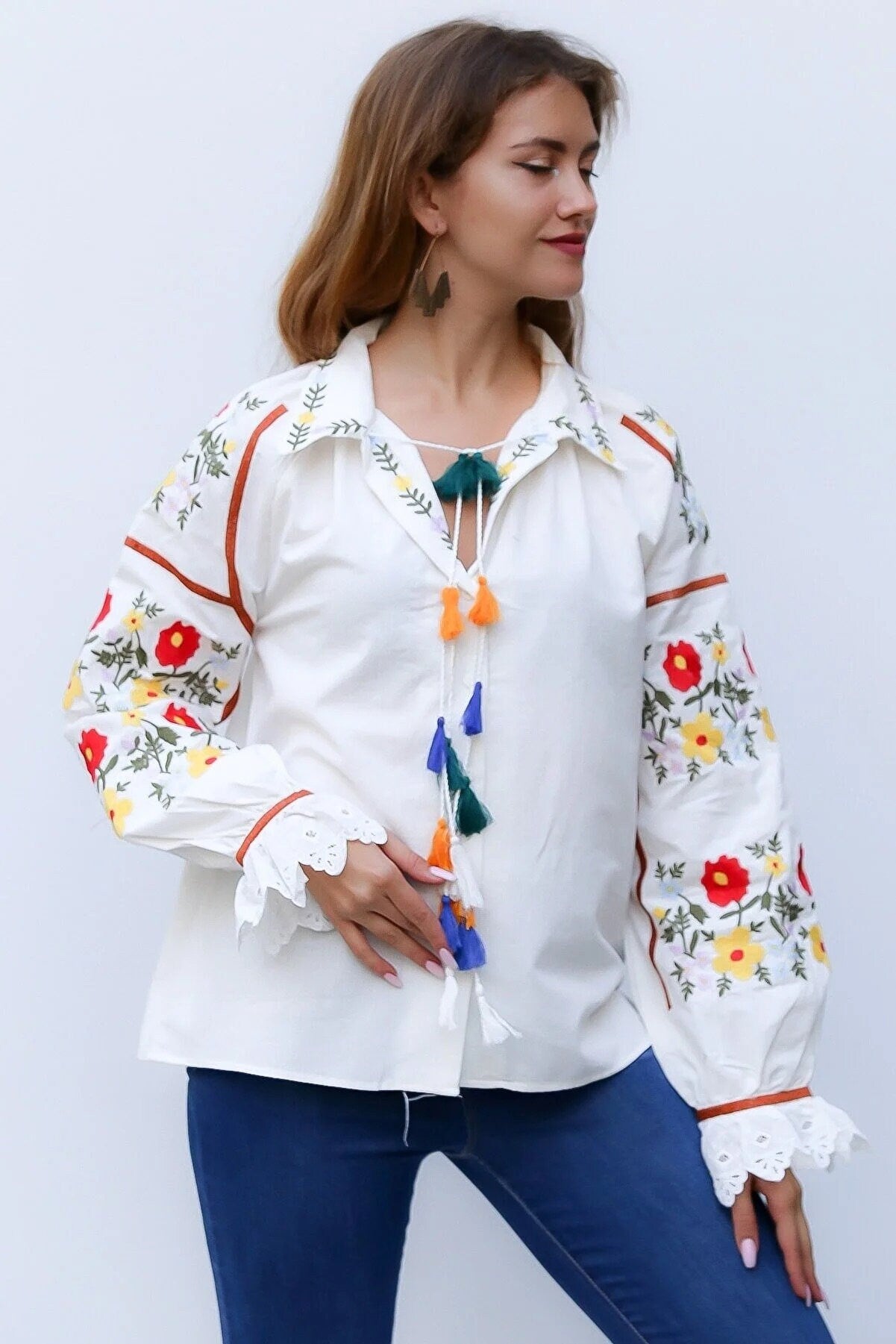 Blusa Mexicana Bordada Estilo Étnico