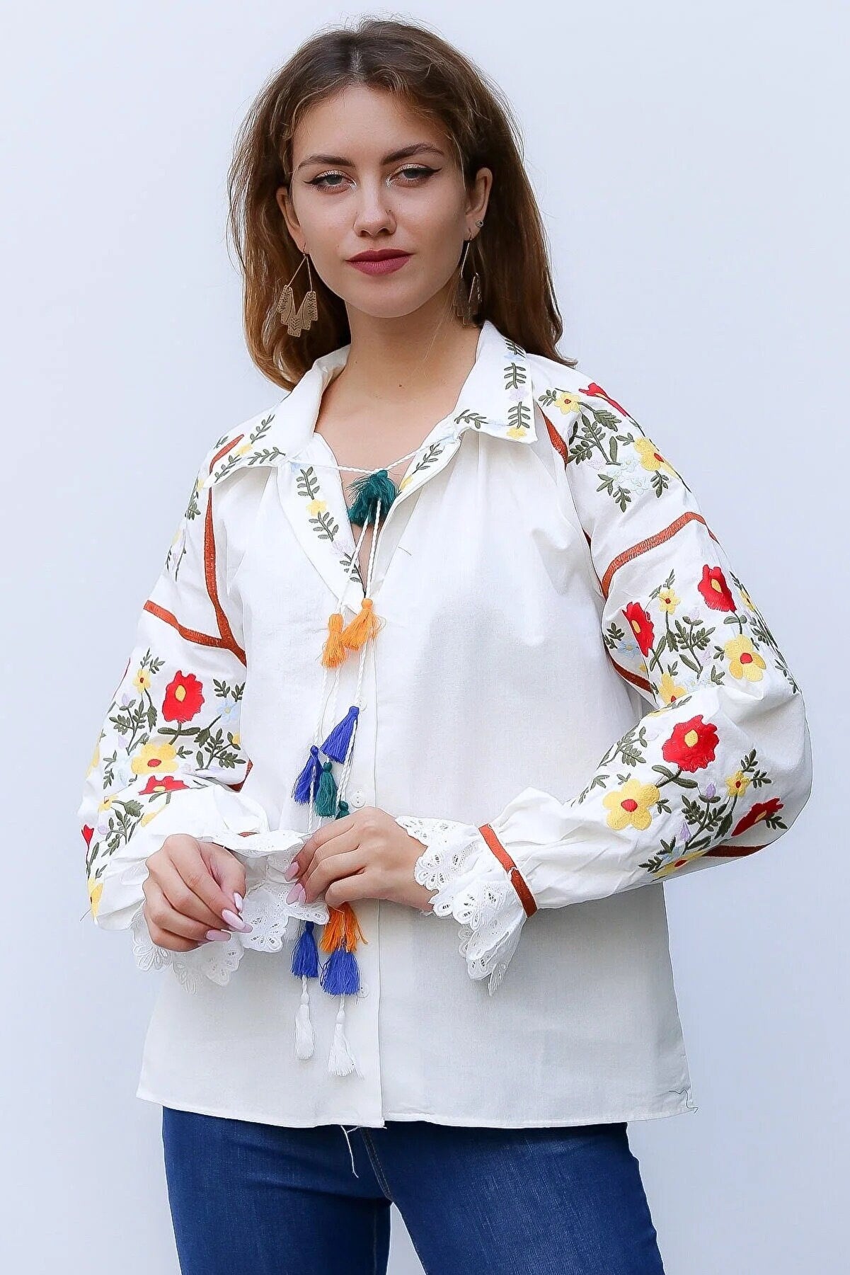 Blusa Mexicana Bordada Estilo Étnico
