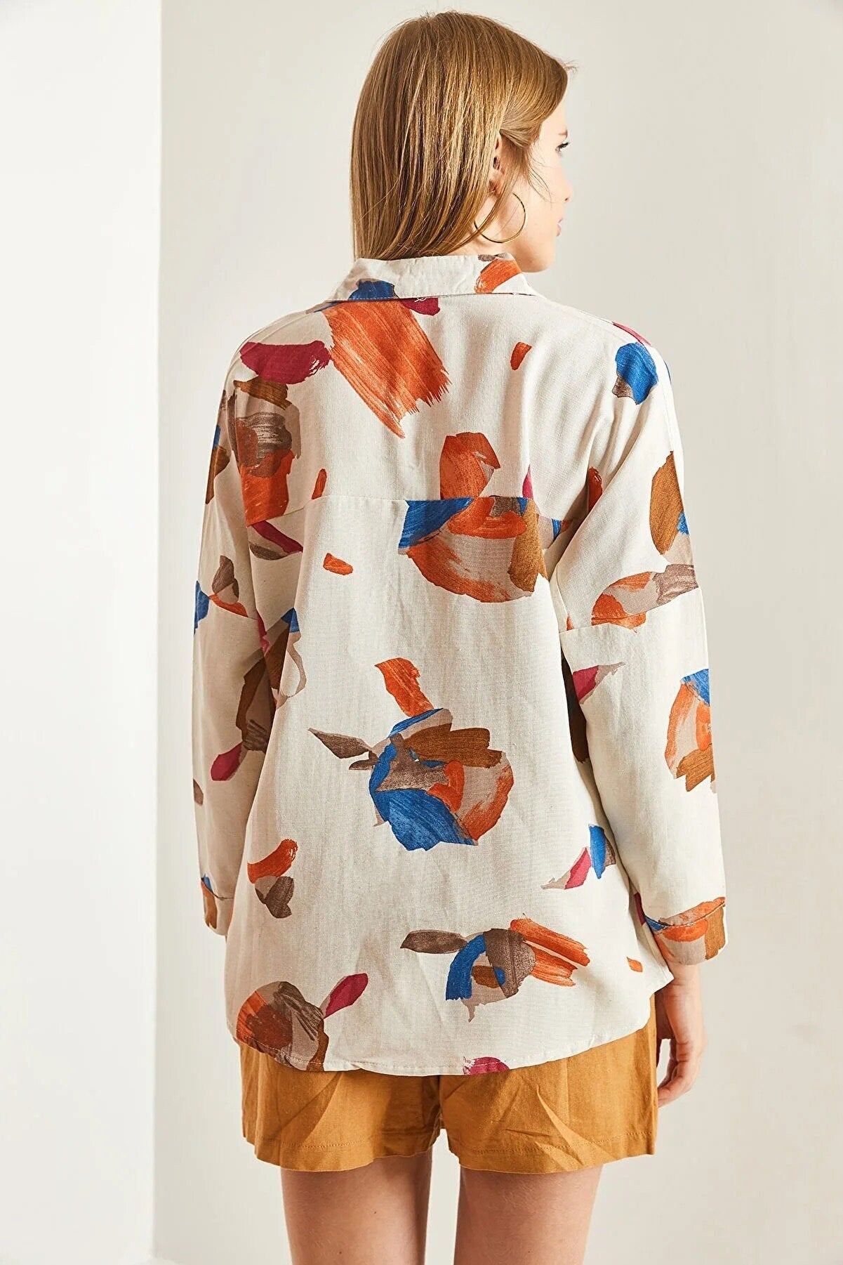 Blusa de lino de manga larga con estampado Lola Palette