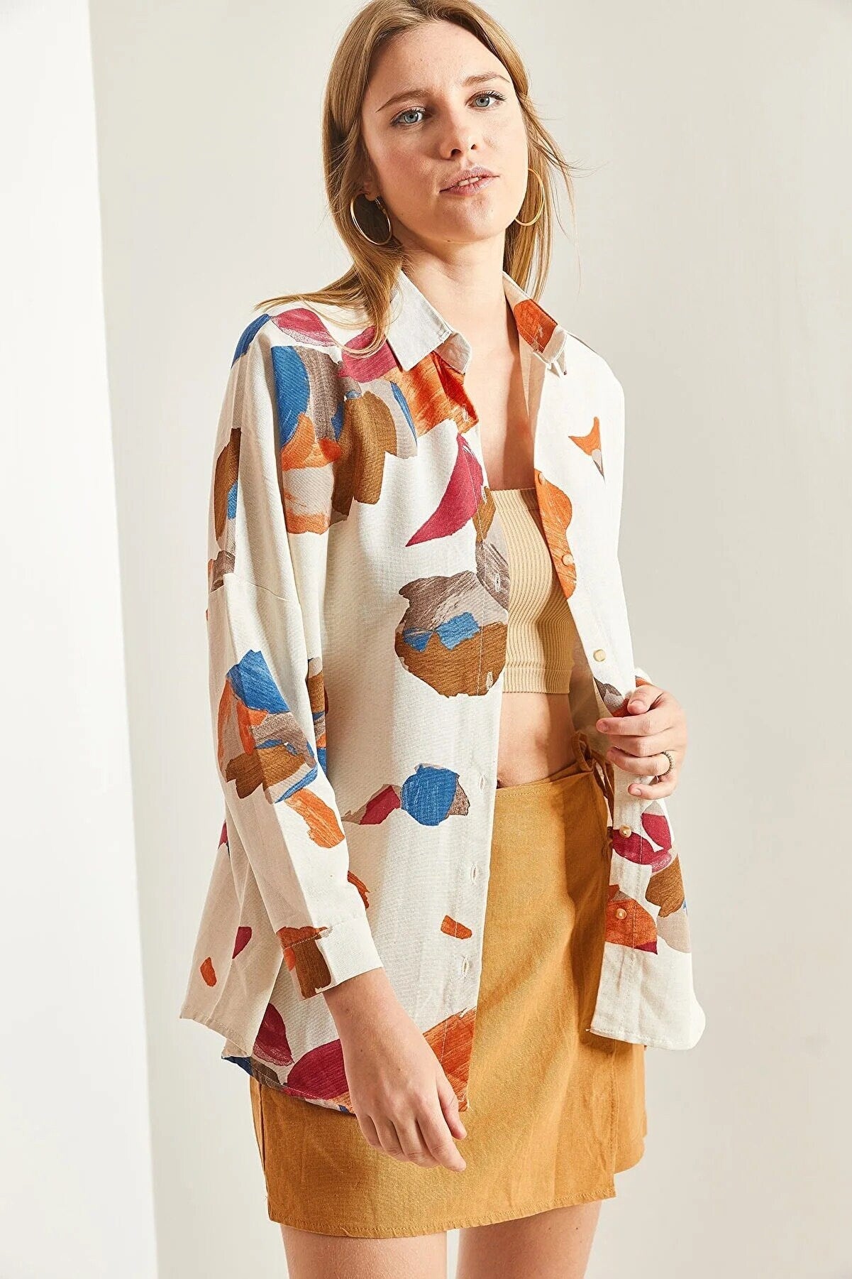 Blusa de lino de manga larga con estampado Lola Palette