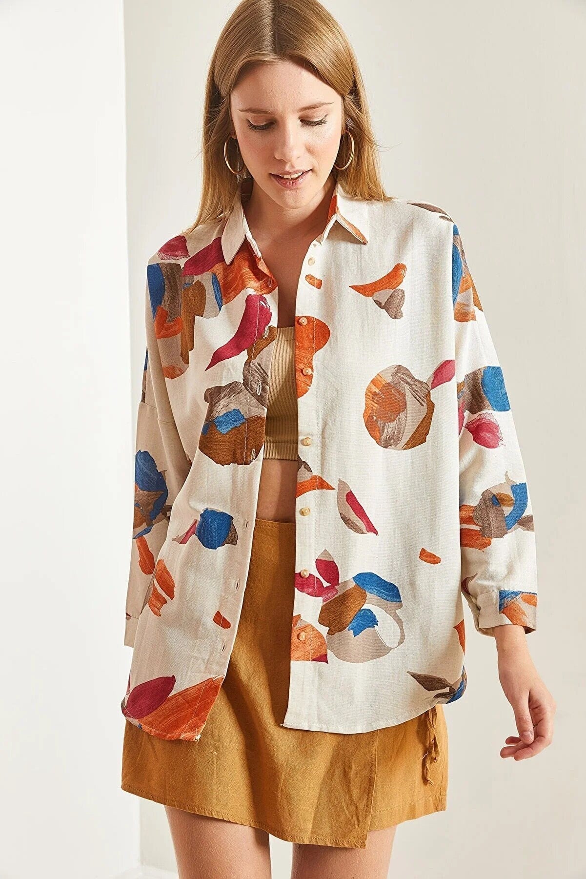 Blusa de lino de manga larga con estampado Lola Palette
